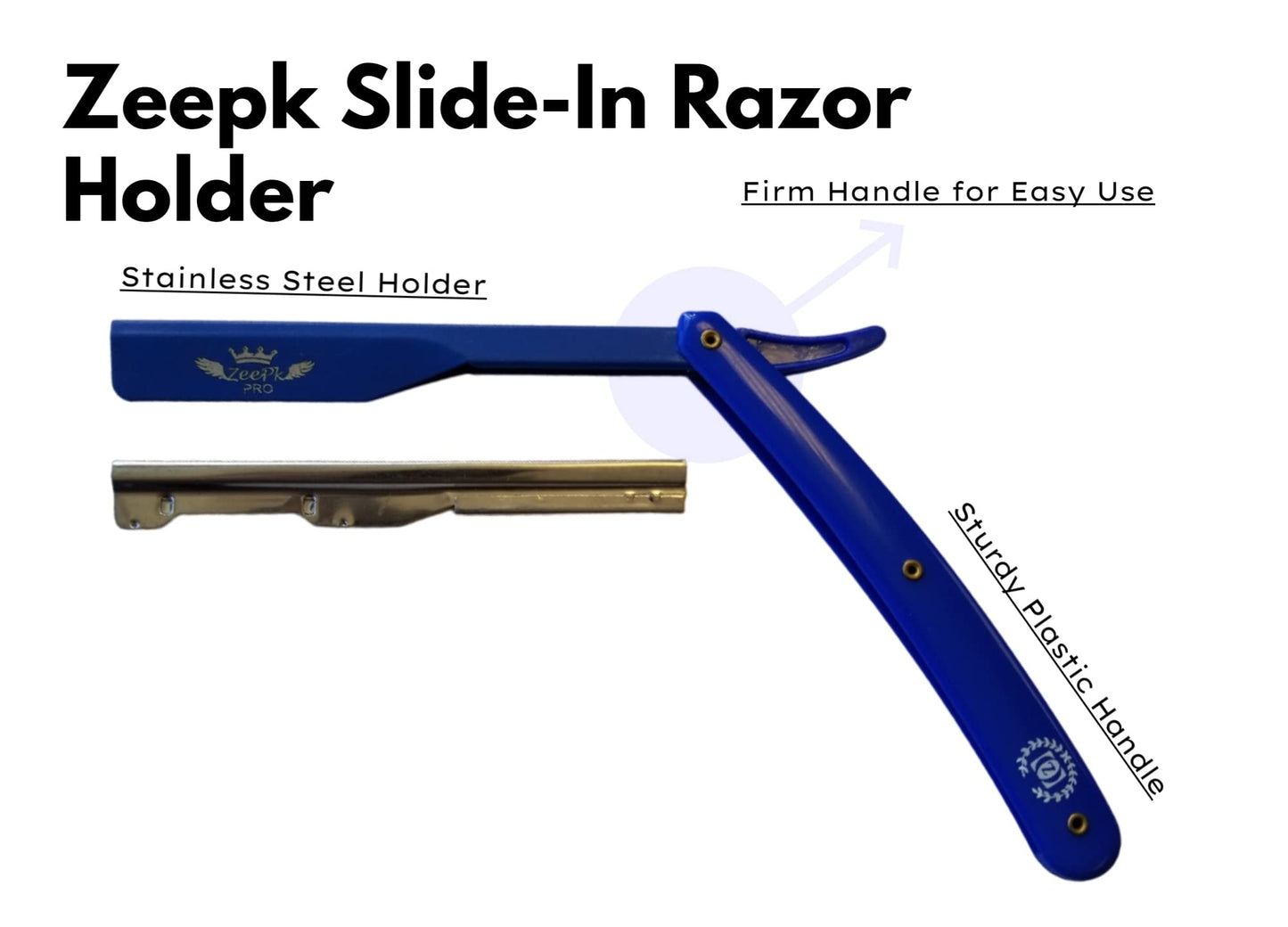 Barbero Cuchilla Barber Razor Navaja Straight Clean Shave Free Blades Salon Shaving Classic Stainless Steel (Blue Razor Holder) Beauty and Personal Care Liberty Supply