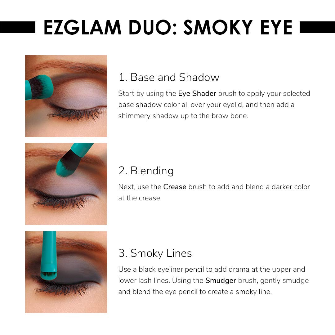 MODA EZGlam Duo Smoky Eye Travel-Size Makeup Brush Kit - Dual-Ended Eye Brushes for Blending & Defining, Vegan & Cruelty-Free Beauty & Personal Care MODA