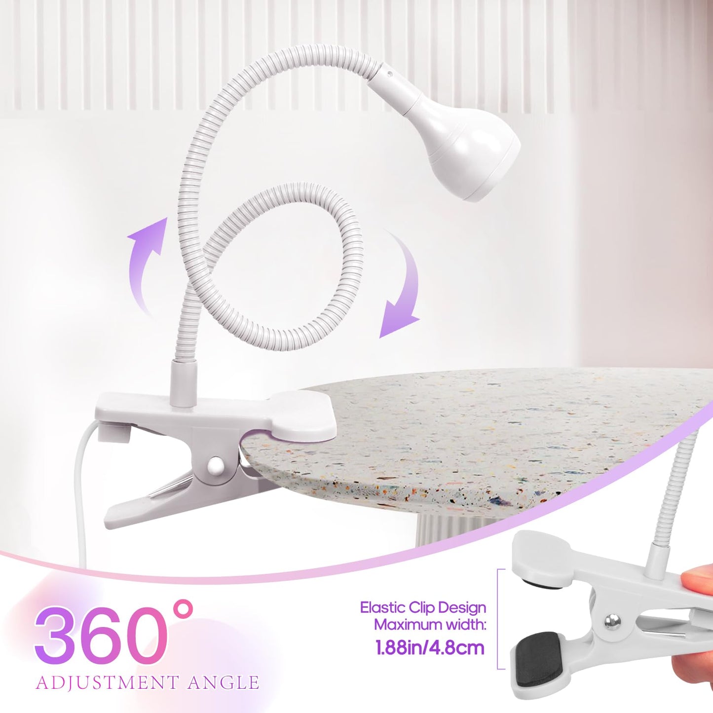 Geisofu UV Nail Lamp, White, Metal, 3W LED, Dual Wavelength, Dimmable, USB Powered, Flexible, Compact, Easy to Use Beauty and Personal Care Geisofu