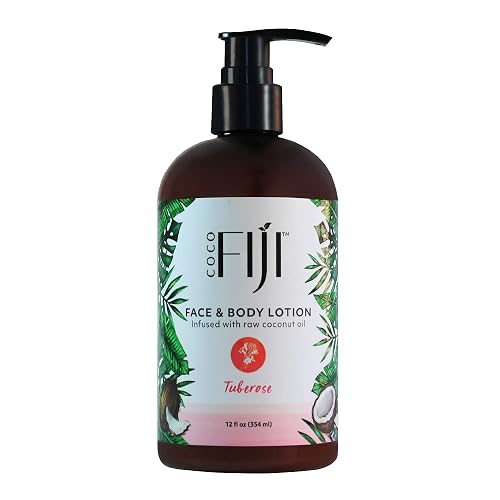Coco Fiji Face & Body Lotion Infused With Coconut Oil | Lotion for Dry Skin | Moisturizer Face Cream & Massage Lotion for Women & Men | Tuberose 12 Beauty & Personal Care Organic Fiji