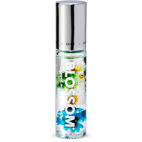 Blossom Roll on Lip Gloss, Scented Clear High Shine Moisturizing Lip Oil, Non Sticky, Infused with Real Flowers, Made in USA, 0.2oz, Mint Beauty & Personal Care Blossom