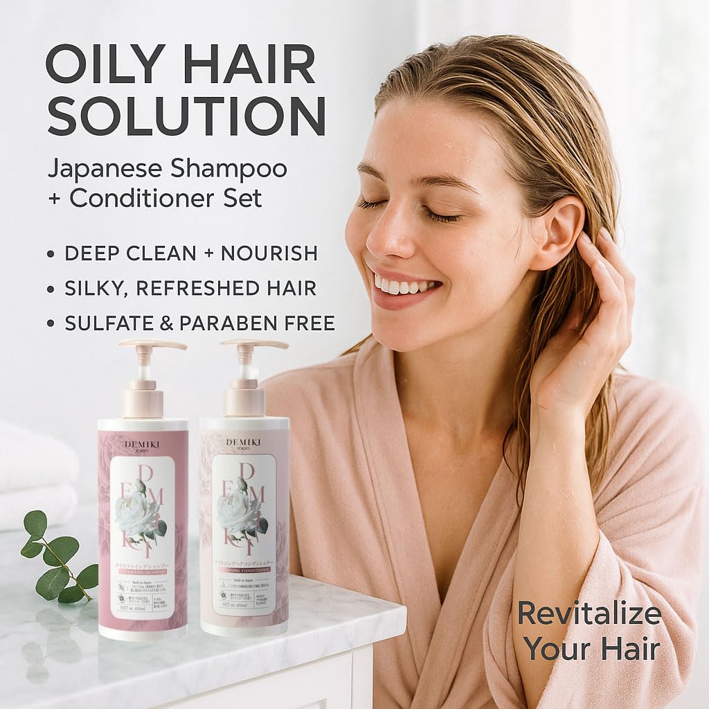 DEMIKI Japanese Shampoo and Conditioner Set for Women,Sulfate Free Shampoo for Oily Hair,Paraben Free, Sulfate Free, Rose Scent,Clarifying Shampoo Beauty & Personal Care DEMIKI