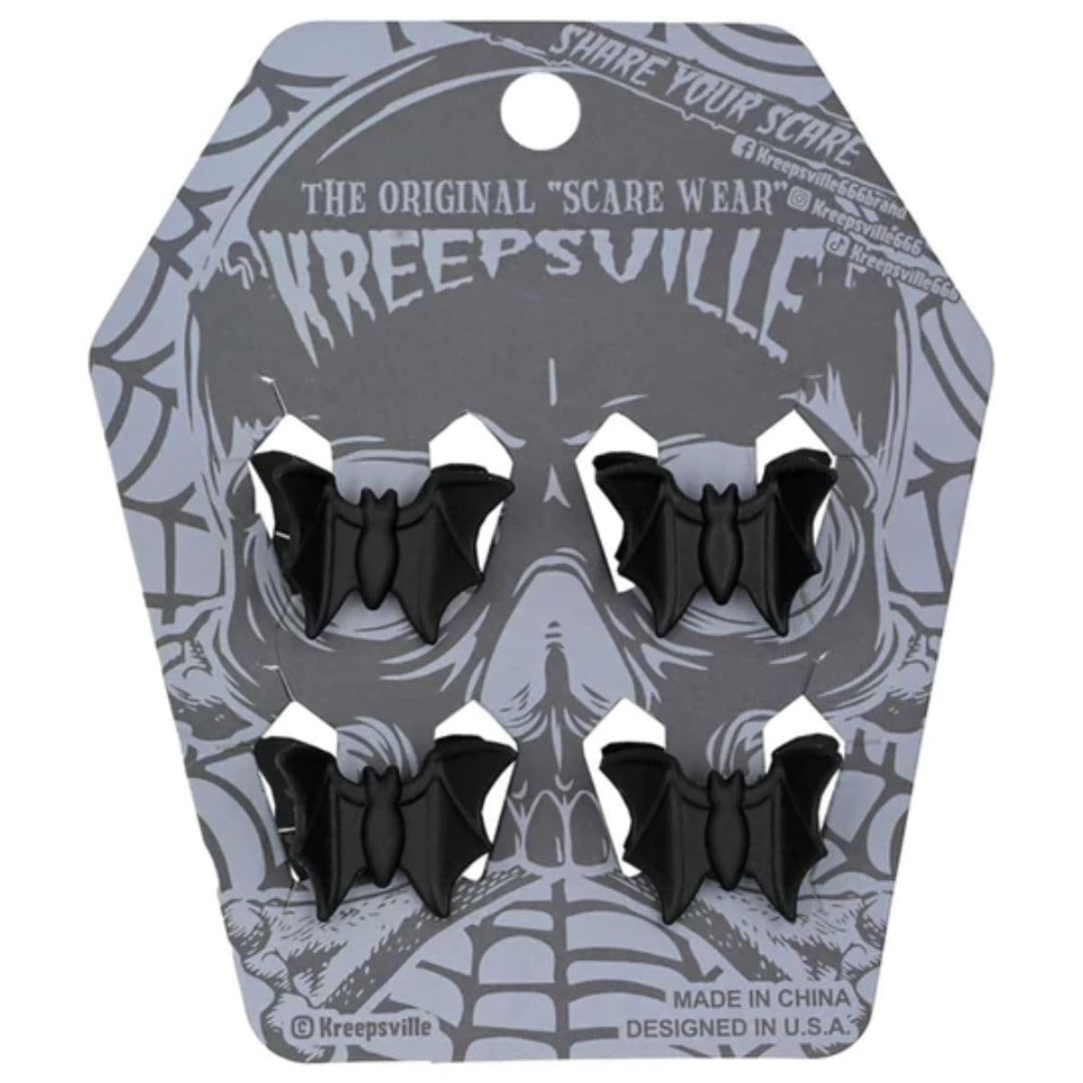 kreepsville 666 mini Bat Hair Clips Set of 4 Gothic Psychobilly Halloween