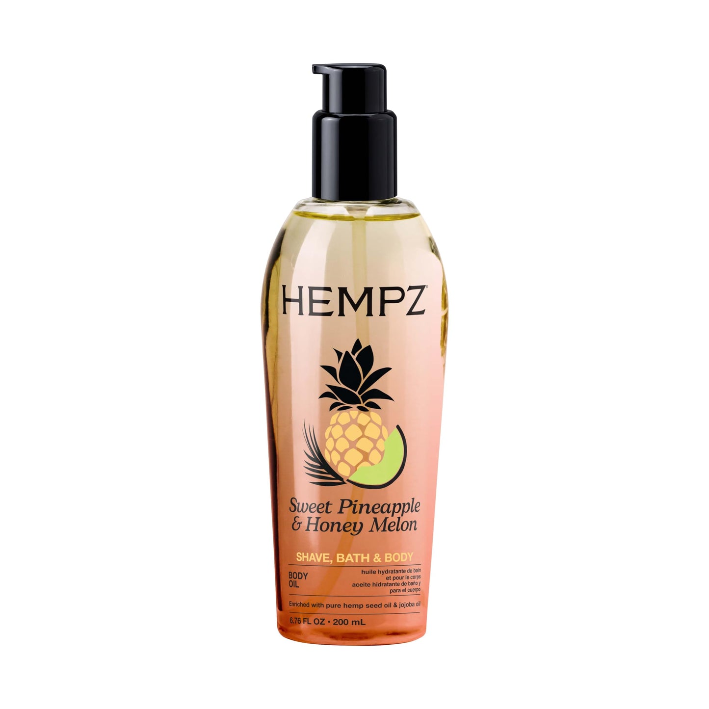 Hempz Sweet Pineapple & Honey Melon Herbal Hydrating Multi-Purpose Body Oil for Body - Moisturizing Bath, Shower, or Shaving Oil for Dry or Sensitive Beauty and Personal Care Hempz