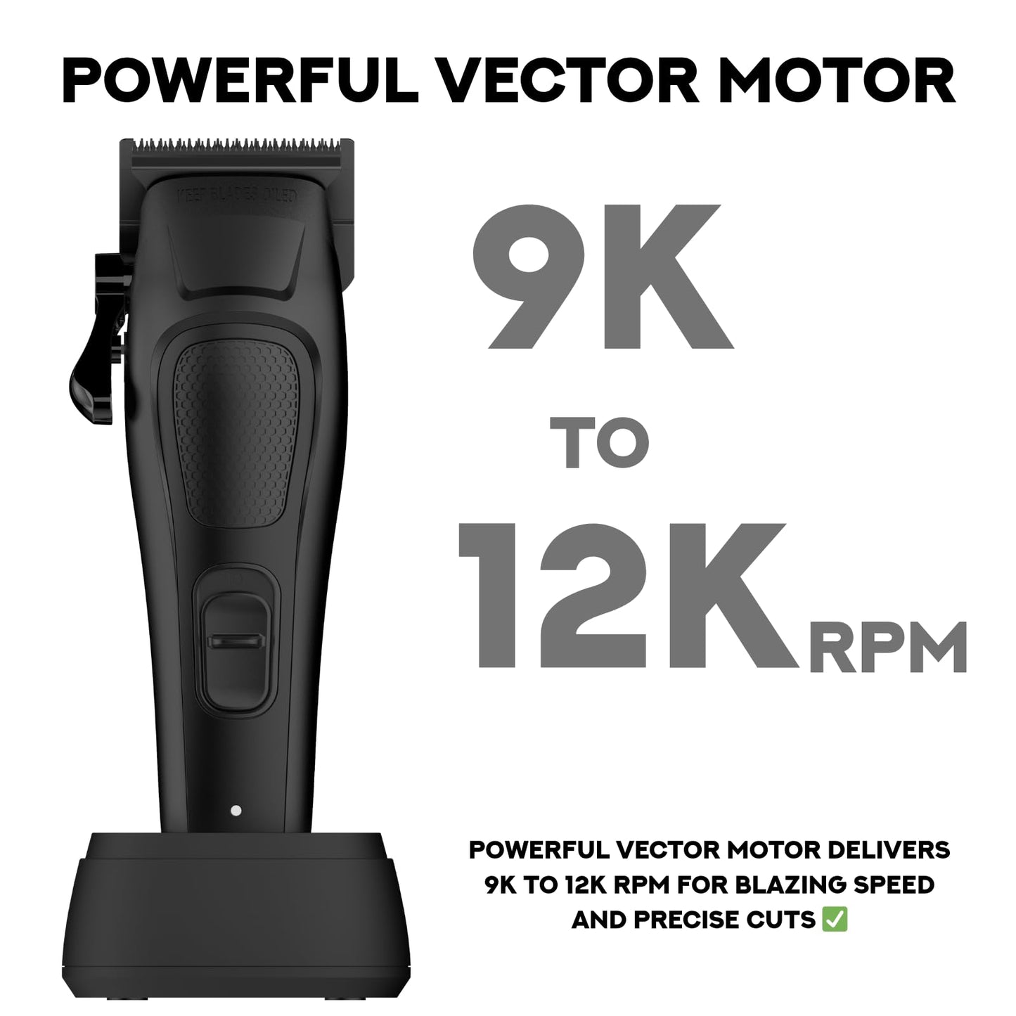 Supreme Trimmer Darkstar 82 Metal Body Clipper w. Magnetic Vector Motor - 180 Min Run Time, 9100 RPM Hair Clipper - Low Noise Professional Barber Beauty and Personal Care Supreme Trimmer