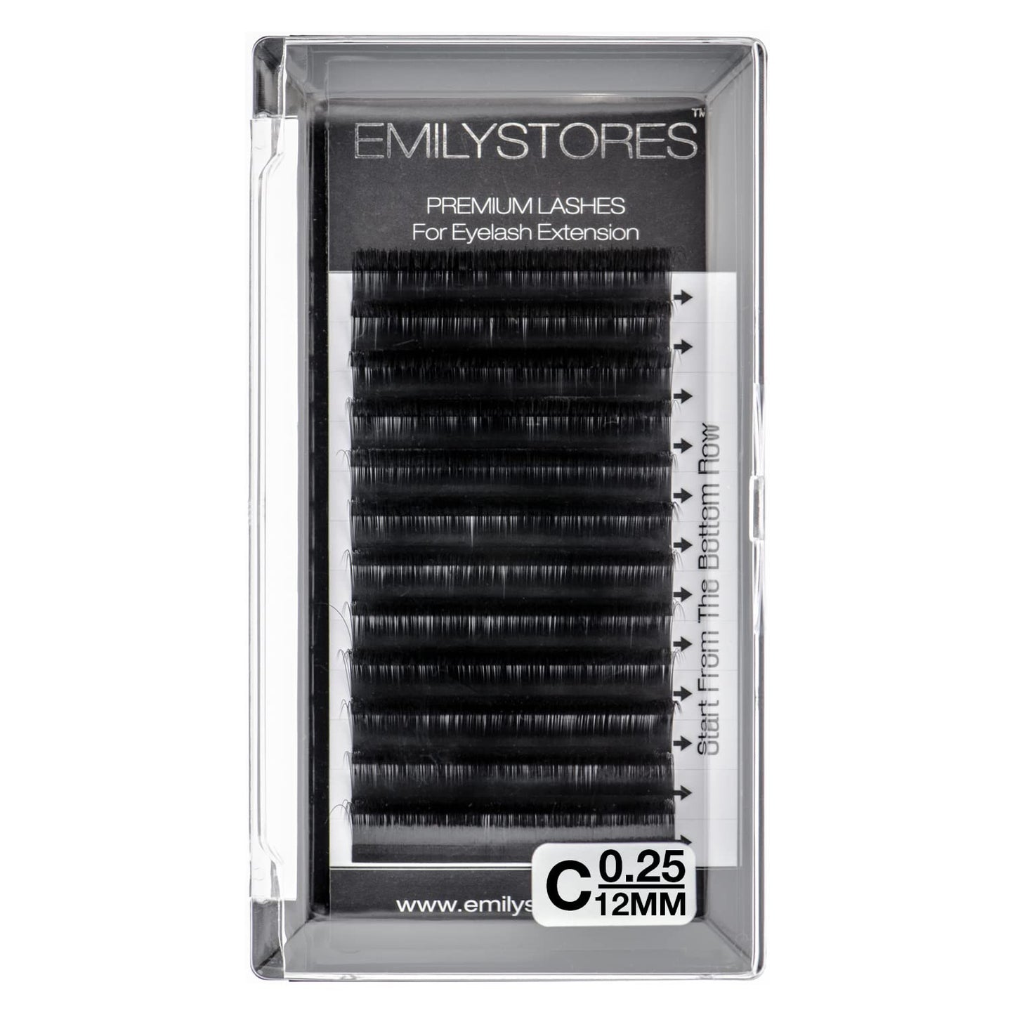 EMILYSTORES Eyelash Extensions 0.25mm Thickness C Curl 12mm Length For Lash Extensions Volume Individual Semi-Dull Black Eyelashes(0.25,C,12mm) Beauty & Personal Care EMILYSTORES
