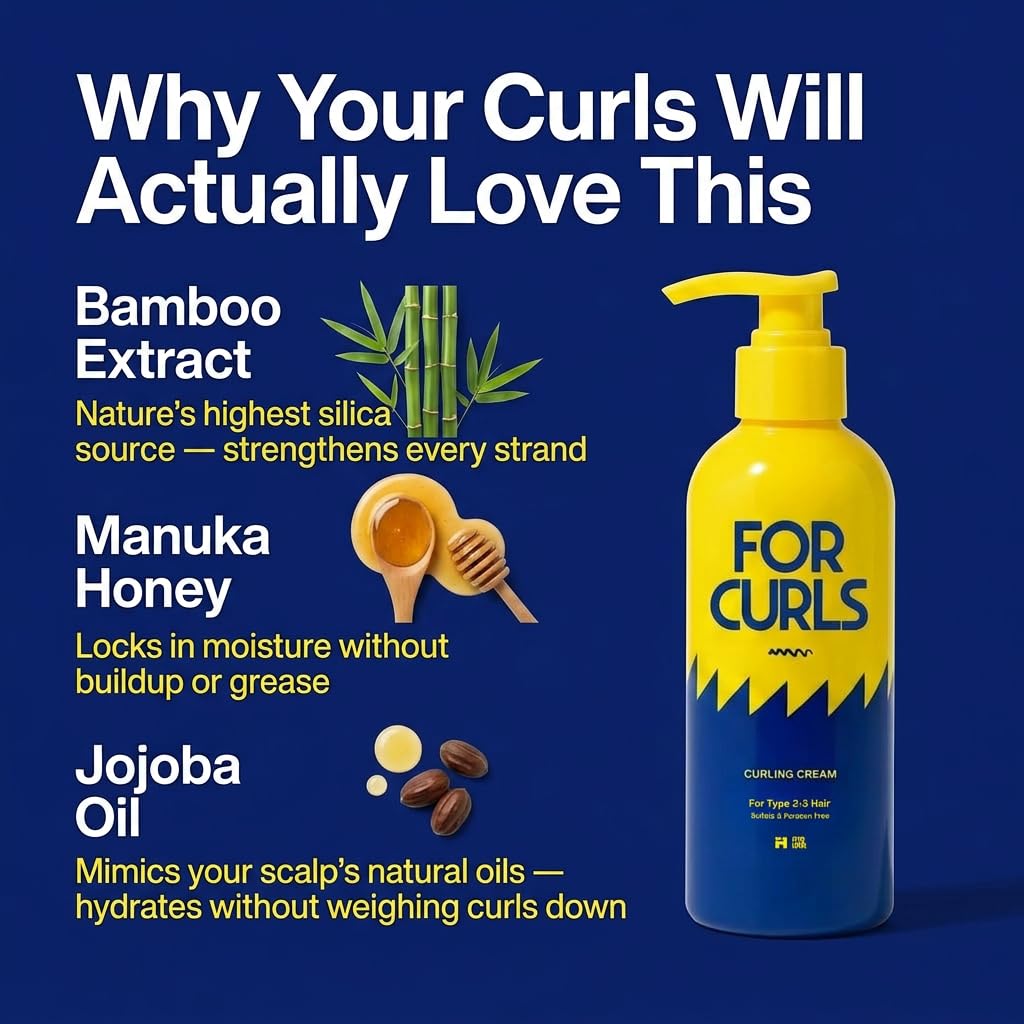 FOR CURLS Curl Cream for Curly & Wavy Hair | 8.4 oz | Anti-Frizz, Lightweight, Non-Crunchy | Sulfate & Paraben Free | Type 2-3 Hair Beauty & Personal Care For Hair