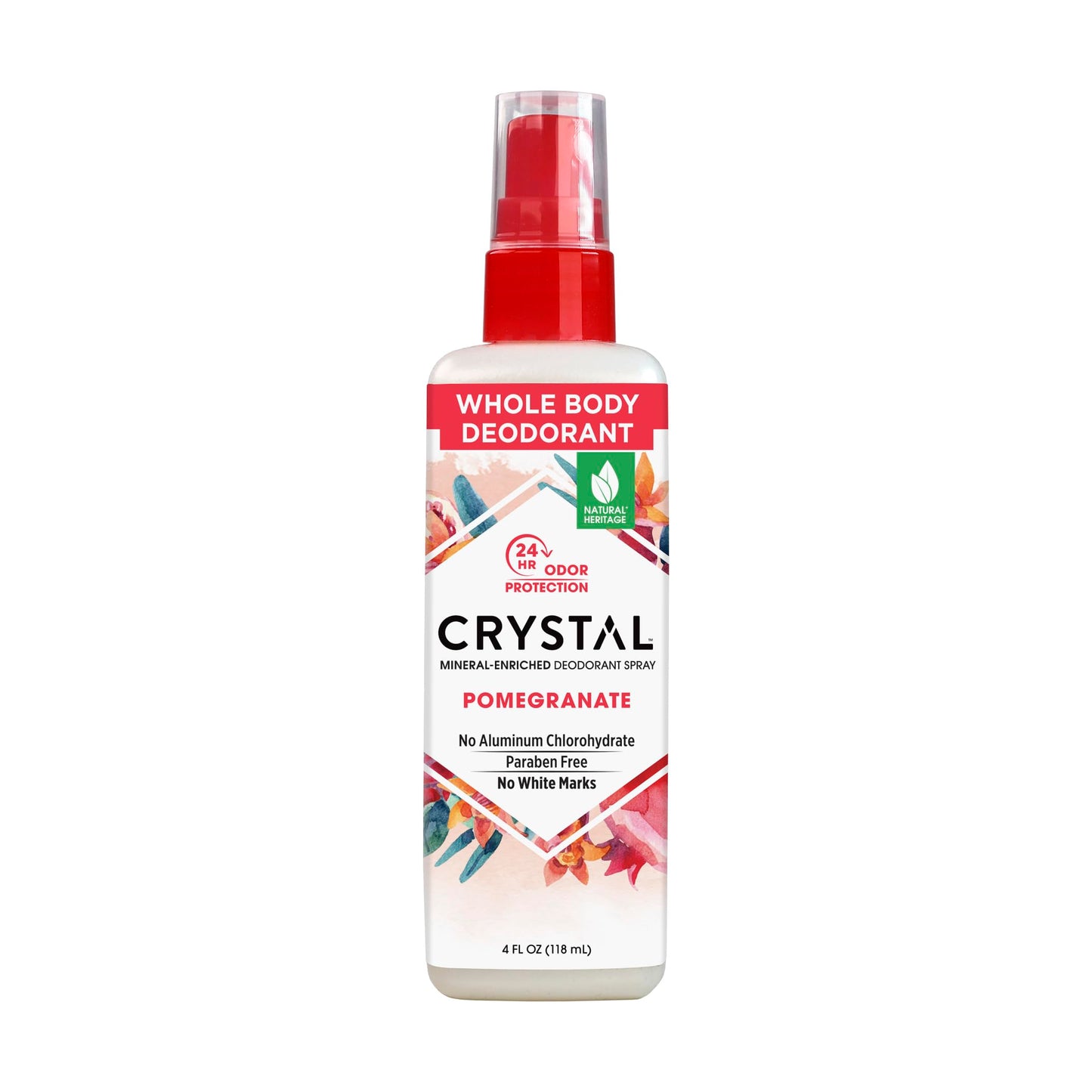 CRYSTAL Mineral Deodorant Spray- Body Deodorant With 24-Hour Odor Protection, Non-Staining Pomegranate Spray, Aluminium Chloride & Paraben Free, 4 FL Beauty and Personal Care Crystal Essence