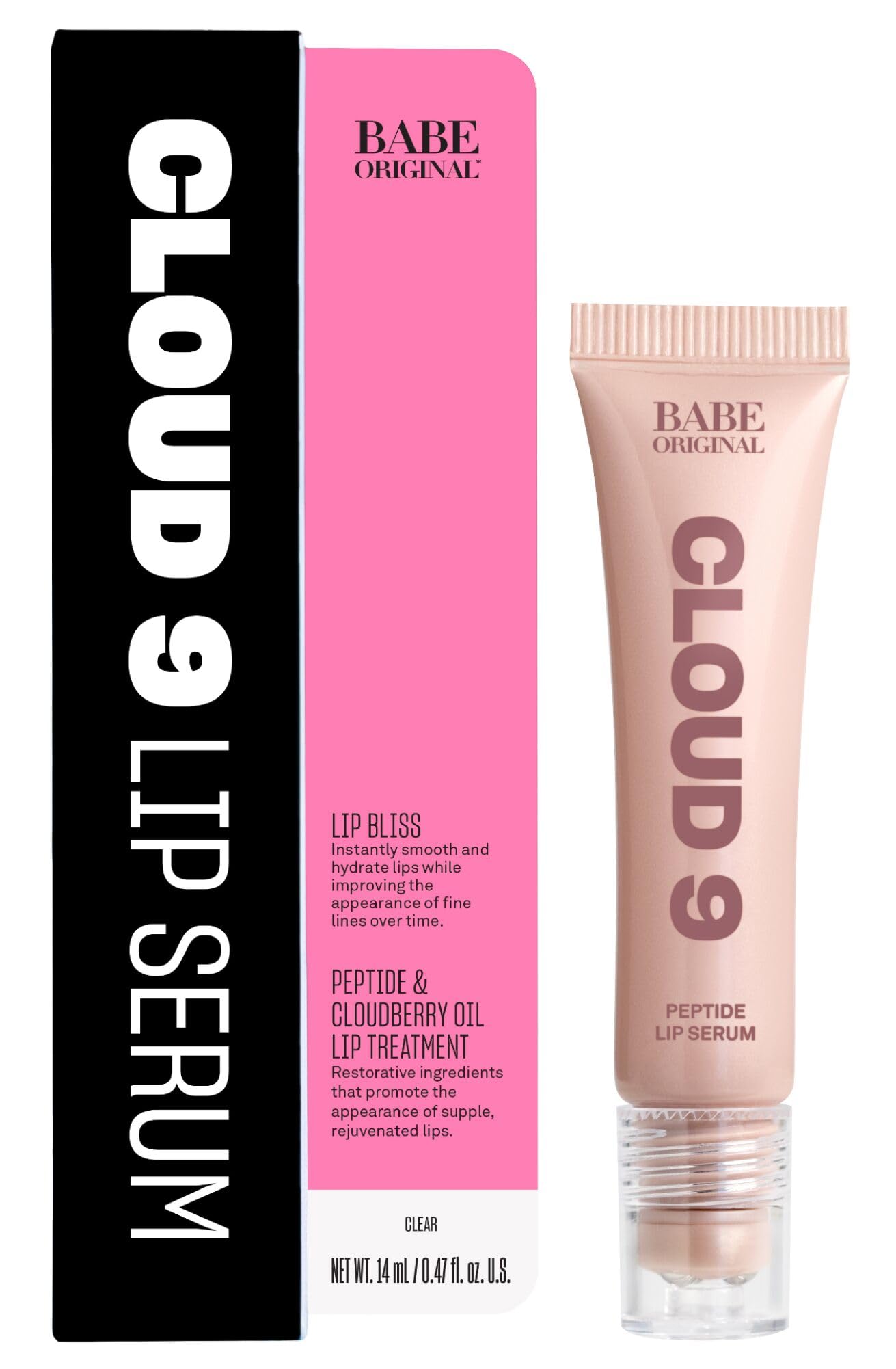 BABE ORIGINAL Cloud 9 Peptide Lip Serum | Daily Lip Treatment with Cloudberry Oil, Mushroom Extracts, Hyaluronic Acid for Dryness & Fine Lines | Beauty & Personal Care BABE ORIGINAL