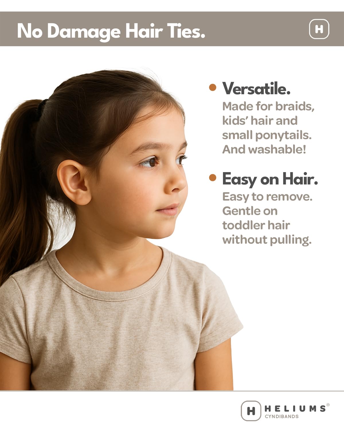 Heliums Small Soft Hair Ties - Brown - 1 Inch Mini Nylon Bands, No Damage Ponytail Holders for Kids, Braids, and Thin Hair - 30 Count Beauty and Personal Care Heliums