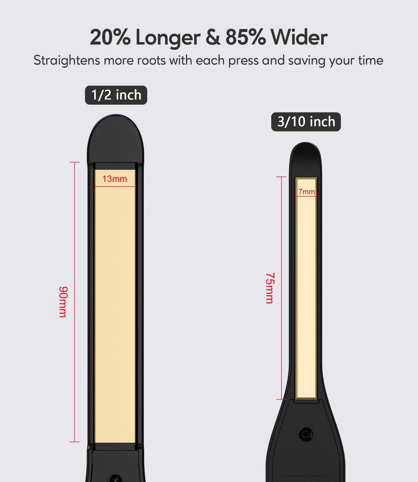 Terviiix 1/2 Inch Flat Iron for Short Hair, Small Hair Straightener and Curler 2-in-1 for Pixie Cuts & Touch-Ups, Rounded Edge Mini Flat Iron for Men Beauty & Personal Care Terviiix