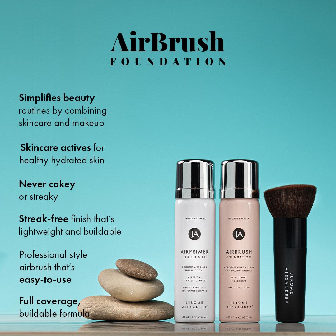 MagicMinerals AirBrush Foundation Set by Jerome Alexander - 3pc Set Includes Primer, Foundation and Kabuki Brush - Spray Makeup with Anti-aging Beauty & Personal Care Jerome Alexander