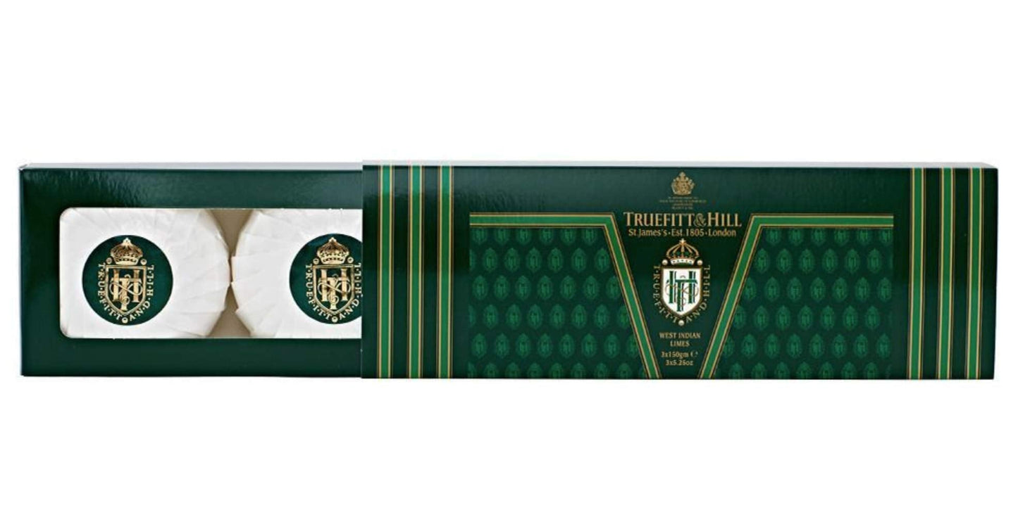 Truefitt & Hill Triple-Milled Luxury Bath & Body Soaps - West Indian Limes - Long-Lasting Fragrance, Premium Rich Lather - 3 x 5.29 oz Beauty & Personal Care Truefitt & Hill