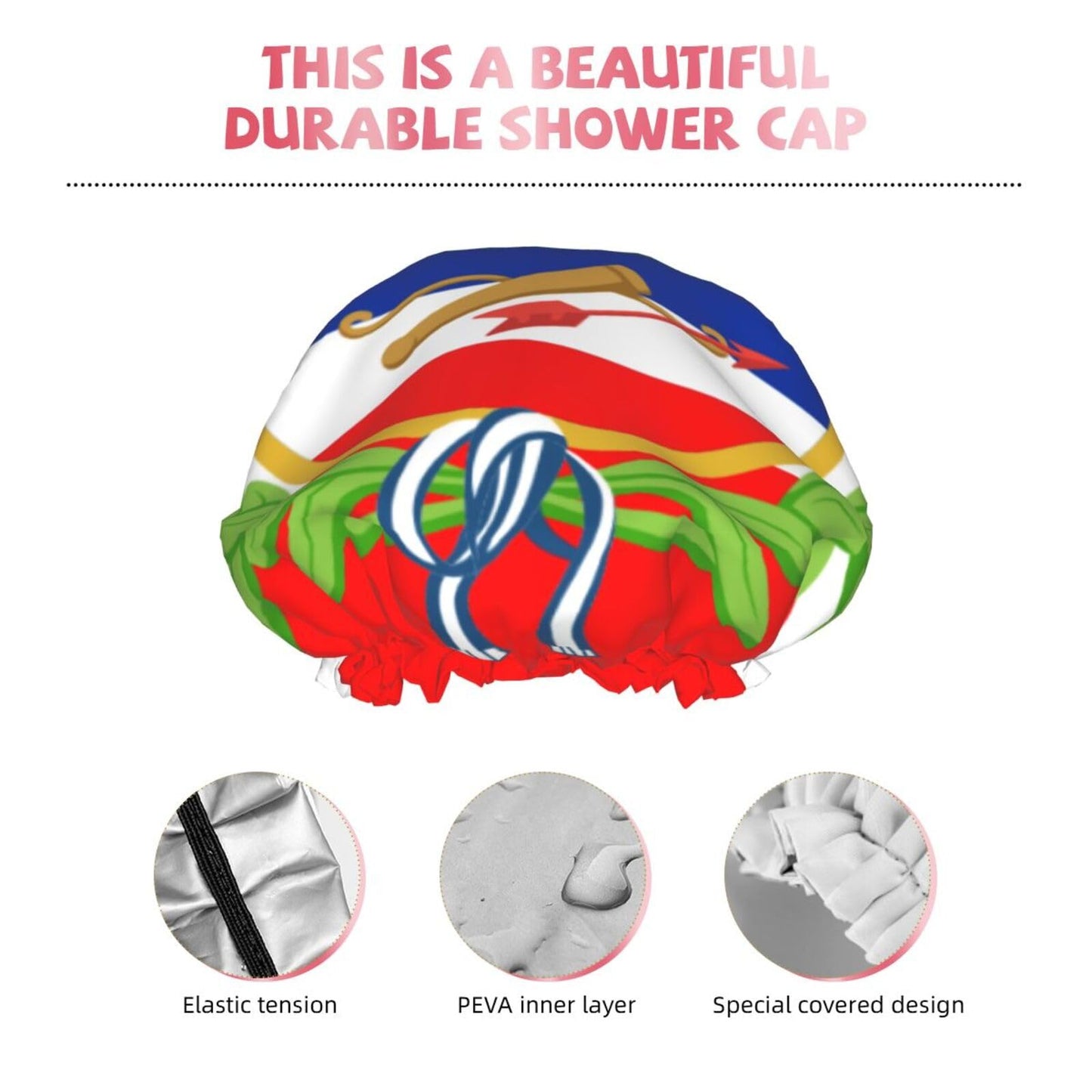Los Altos Flag Prints Shower Cap Double Layer Lined Waterproof Bathing Shower Hat Beauty and Personal Care Hayyett