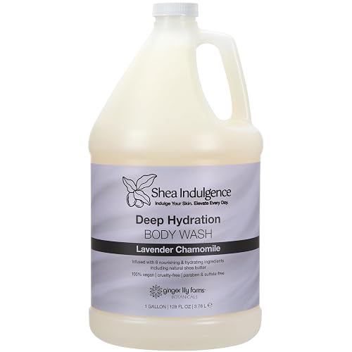 Ginger Lily Farms Botanicals Shea Indulgence Deep Hydration Body Wash, 100% Vegan & Cruelty-Free, Lavender Chamomile Scent, 1 Gallon (128 fl oz) Beauty & Personal Care Ginger Lily Farms