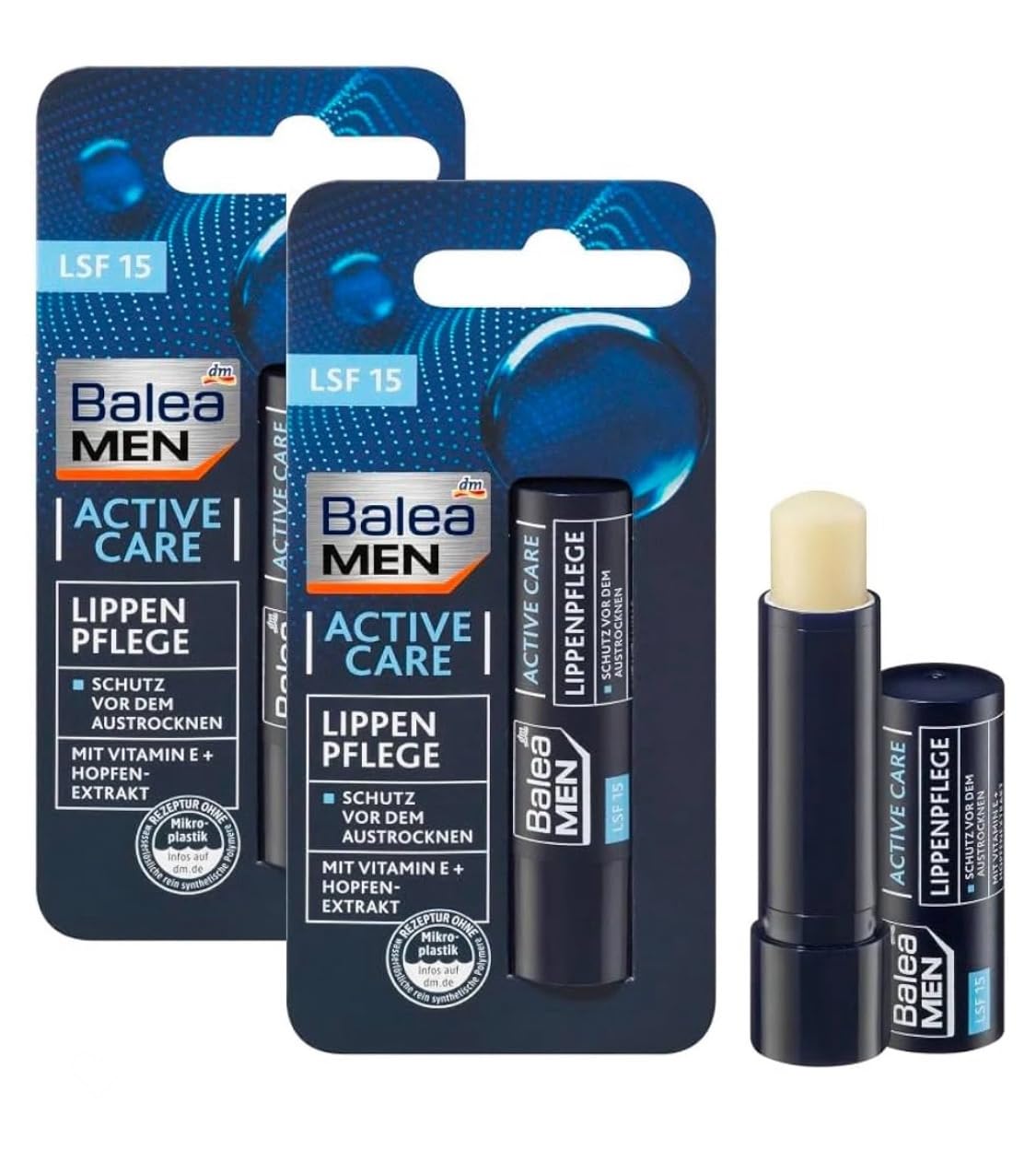 Balea MEN lip care active care, 4.8 g (Pack of 2) - German product Beauty and Personal Care Balea
