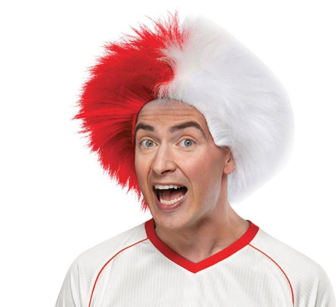 SPORTS FUN WIG RED WHITE