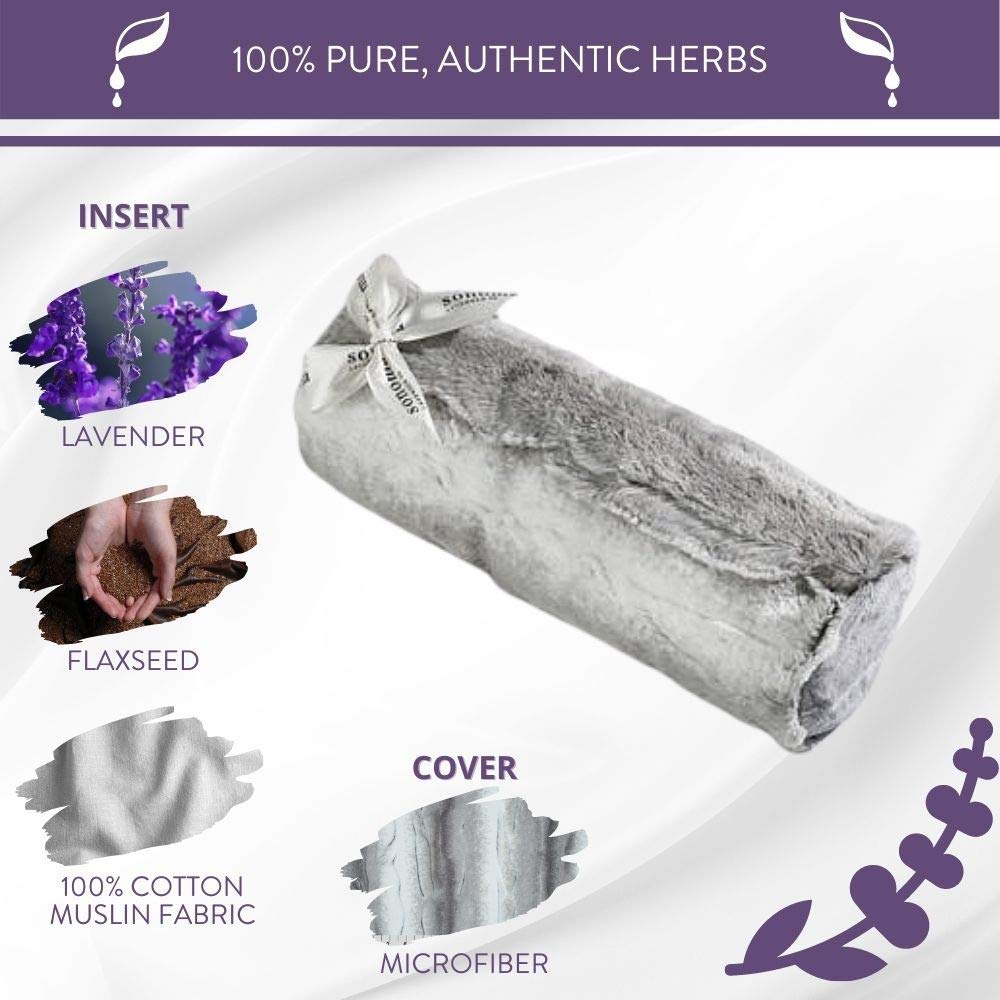 Sonoma Lavender, Lavender Bolster Roll, Microwaveable, Hot/Cold Neck Pillow, Soothing and Relaxing Pain Relief for Neck, Low Back or Behind The Knees Beauty and Personal Care Sonoma Lavender