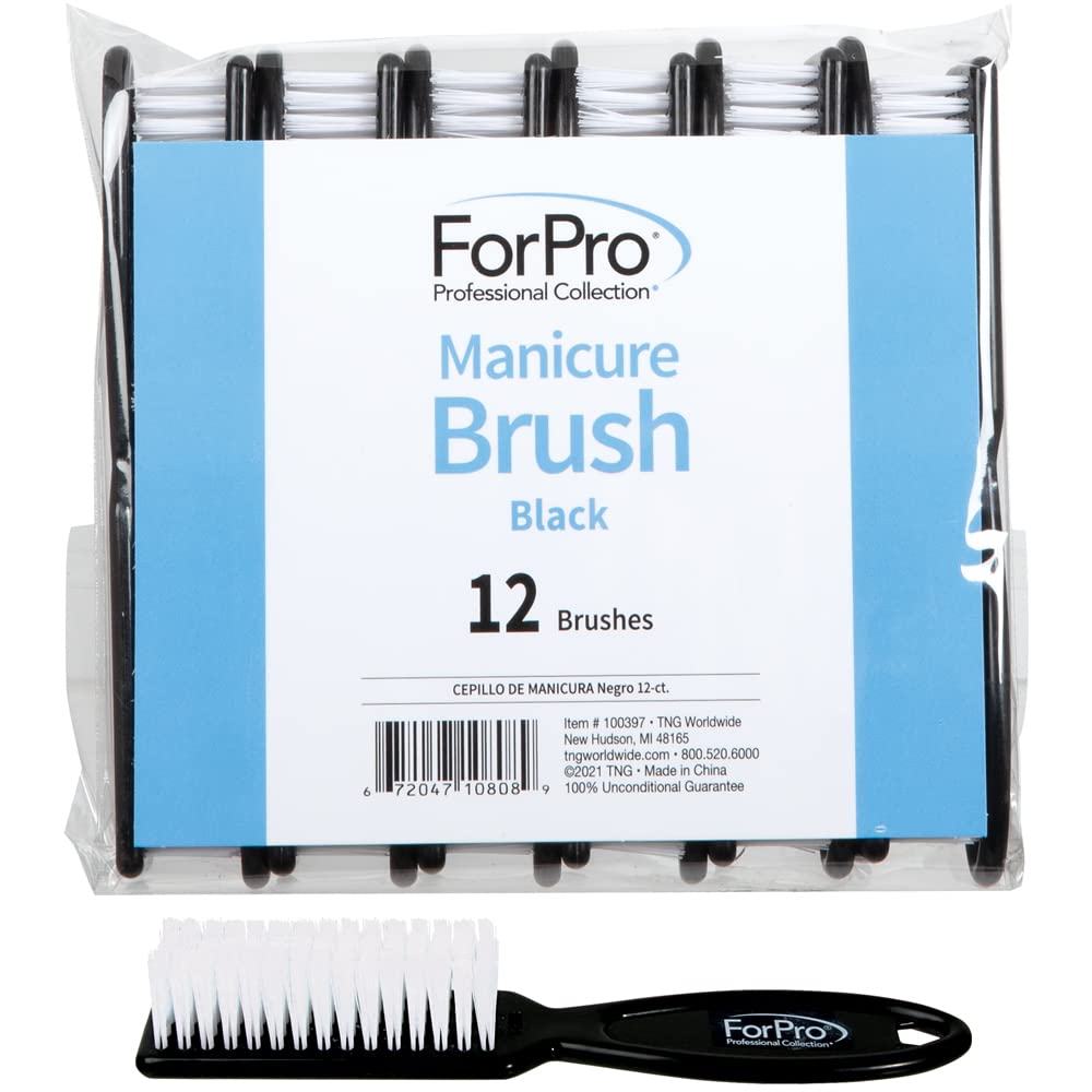 ForPro Professional Collection Premium Nail Brush, Professional Nail Scrub Brush for Cleaning Toes and Fingernails, 5.5” L, Black, 12-Count Beauty & Personal Care ForPro Professional Collection