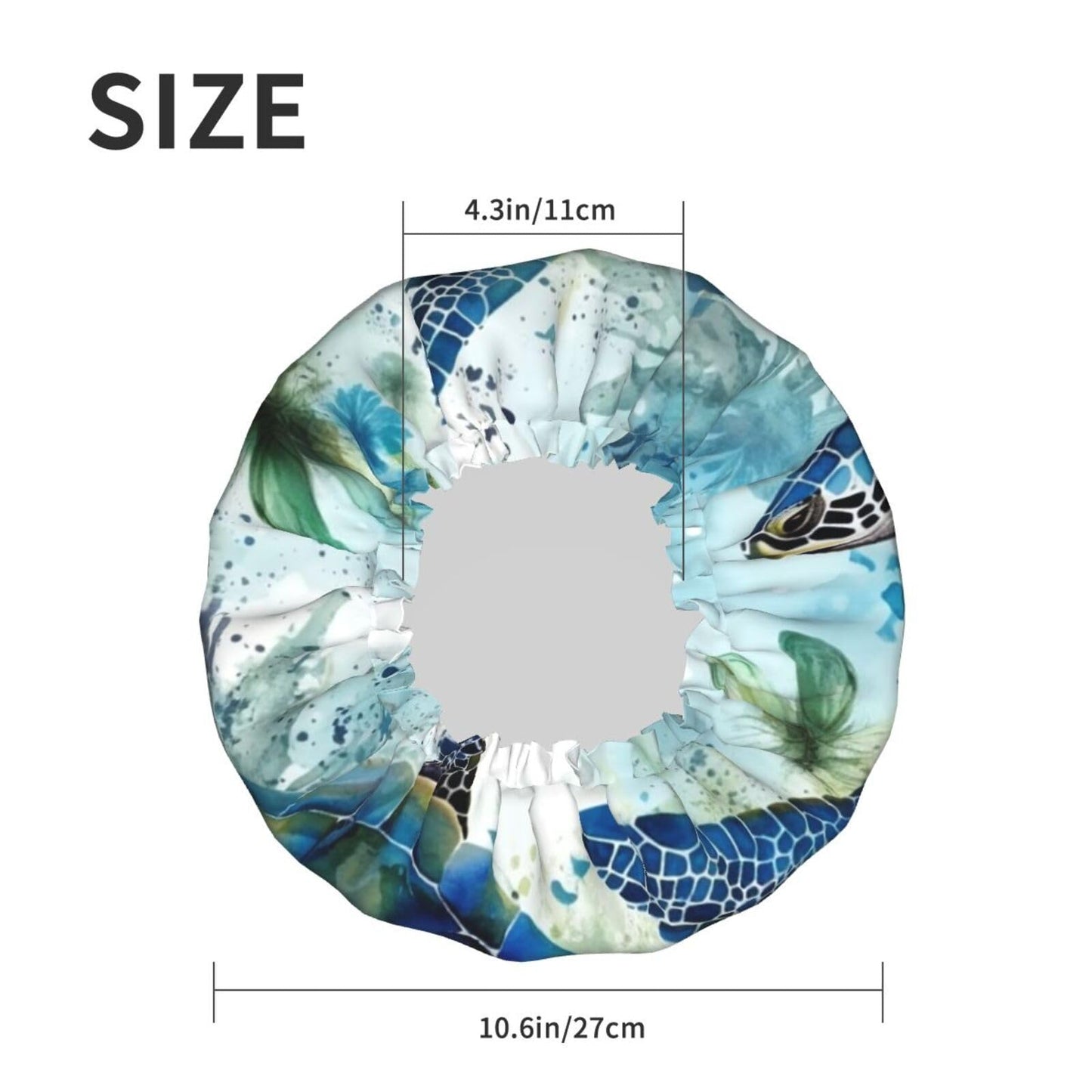Sea Turtle-Blue Shower Cap for Women Men Large Reusable Shower Bonnet Double-Layer Waterproof Bath Caps Elastic Band Hair Hat for All Hairstyles Beauty and Personal Care BWLHJKE
