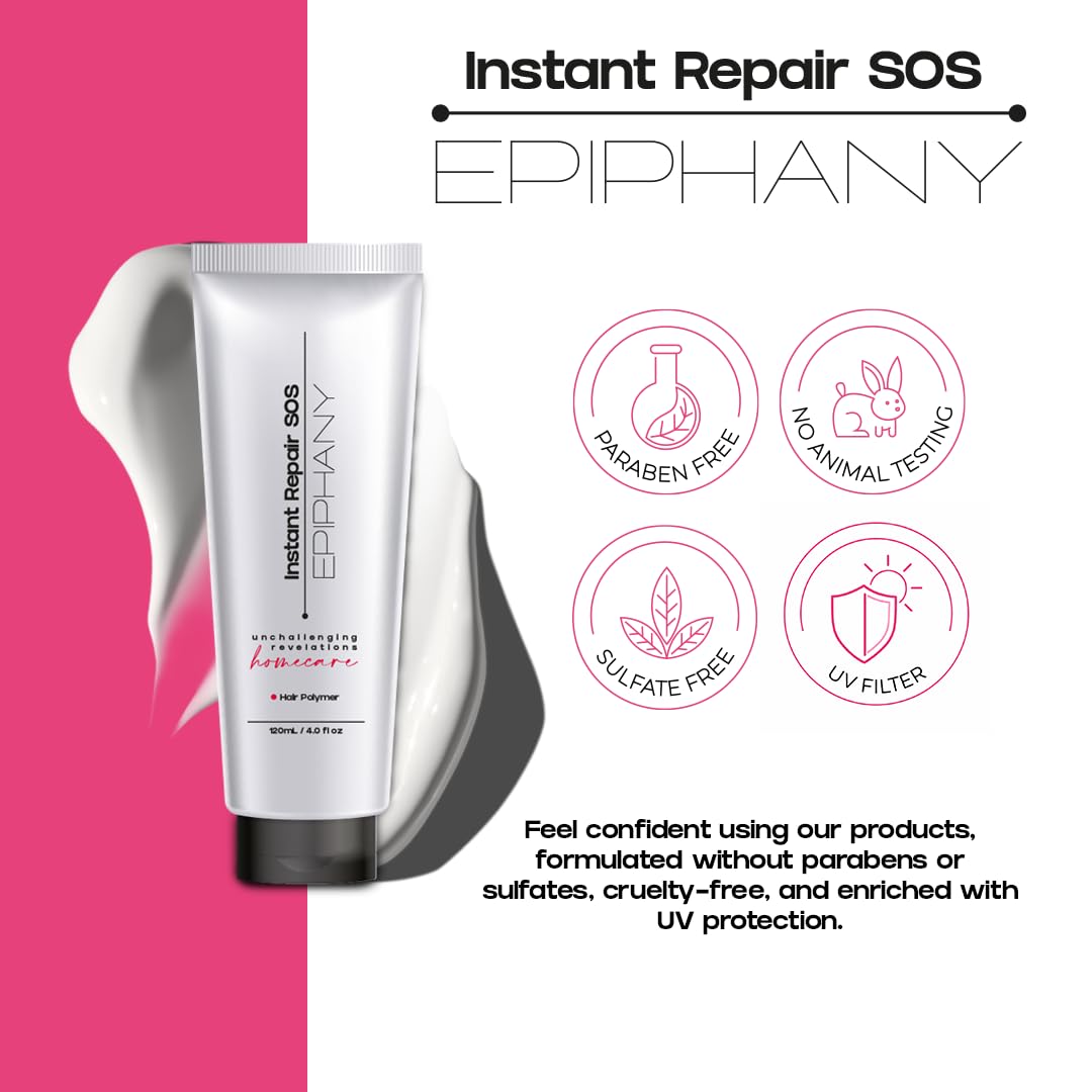 Epiphany Instant Repair SOS Leave-In Treatment | Biotin, Keratin & Collagen | Repairs Dry Damaged Hair | No Rinse | Frizz Control | 4.0 fl oz