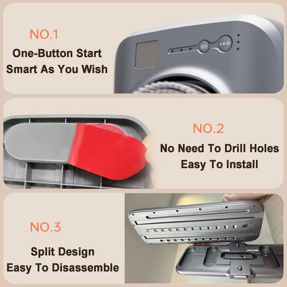 YIJIEHH Electric Back Bath Brush, Wall Mounted Back Scrubber Exfoliating Bath Wash Pad - 3-Speed Adjustment, 360° Automatic Rotation - Deep Cleansing Beauty and Personal Care YIJIEHH