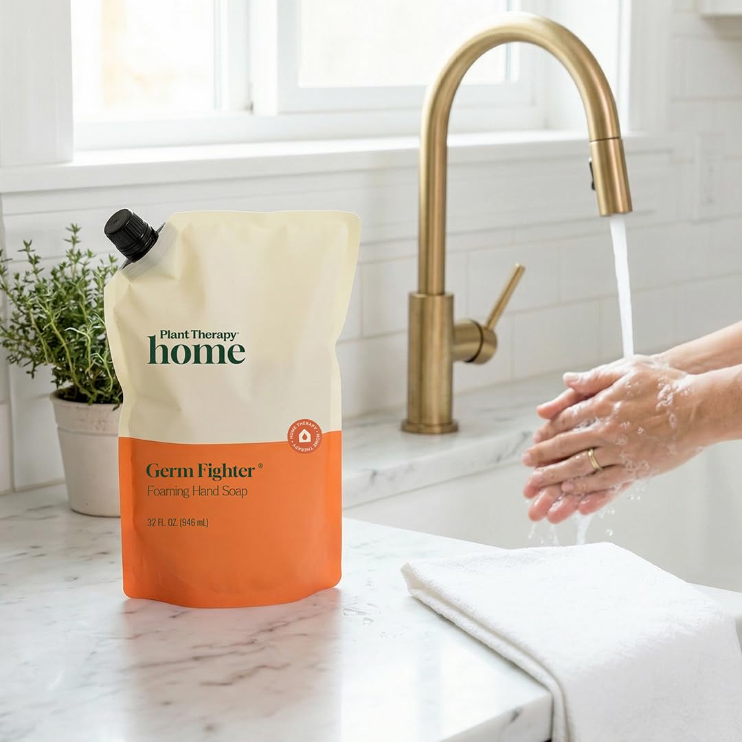 Plant Therapy Home Germ Fighter Foaming Hand Soap Refill 32 oz, Naturally Scented with Pure Essential Oils, Gentle for Everyday Use, Enough for Four 8 Beauty & Personal Care Plant Therapy