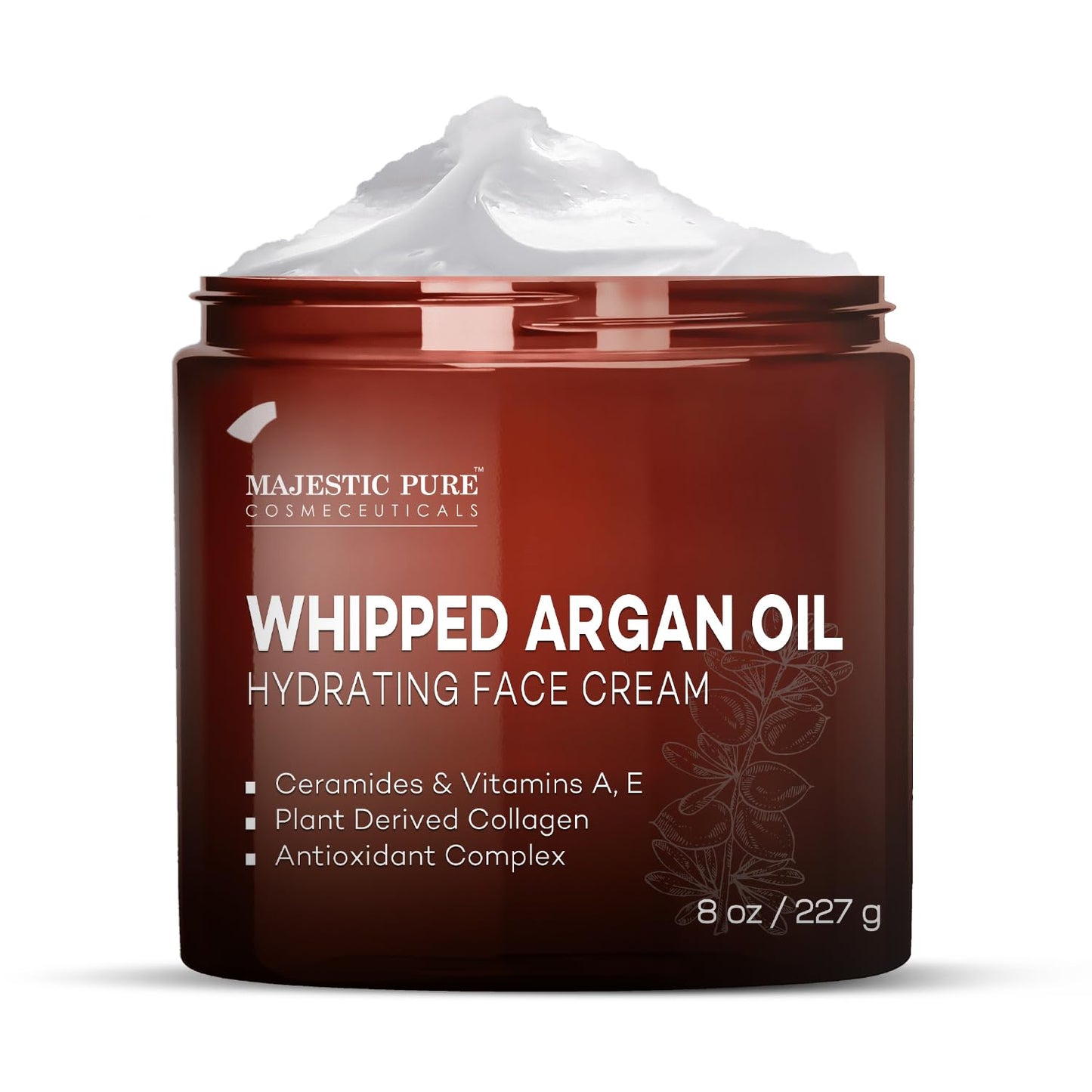 Majestic Pure Whipped Argan Oil Moisturizer Face Cream for Women & Men - With Vitamin E A, Collagen & Ceramides - Hydrates Dry Skin, Oily Skin Beauty & Personal Care Majestic Pure
