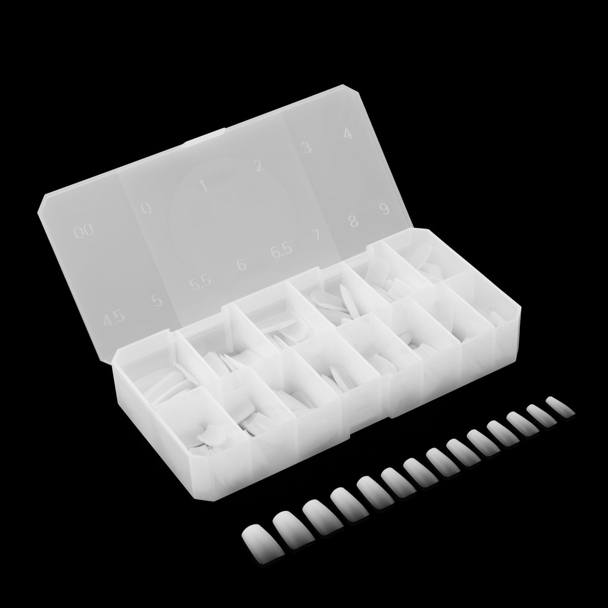 Apres Ombre Gel-X® Box of Nail Tips, 14 Sizes 00-9, Premium Quality (Natural Square Medium, 210 Count)