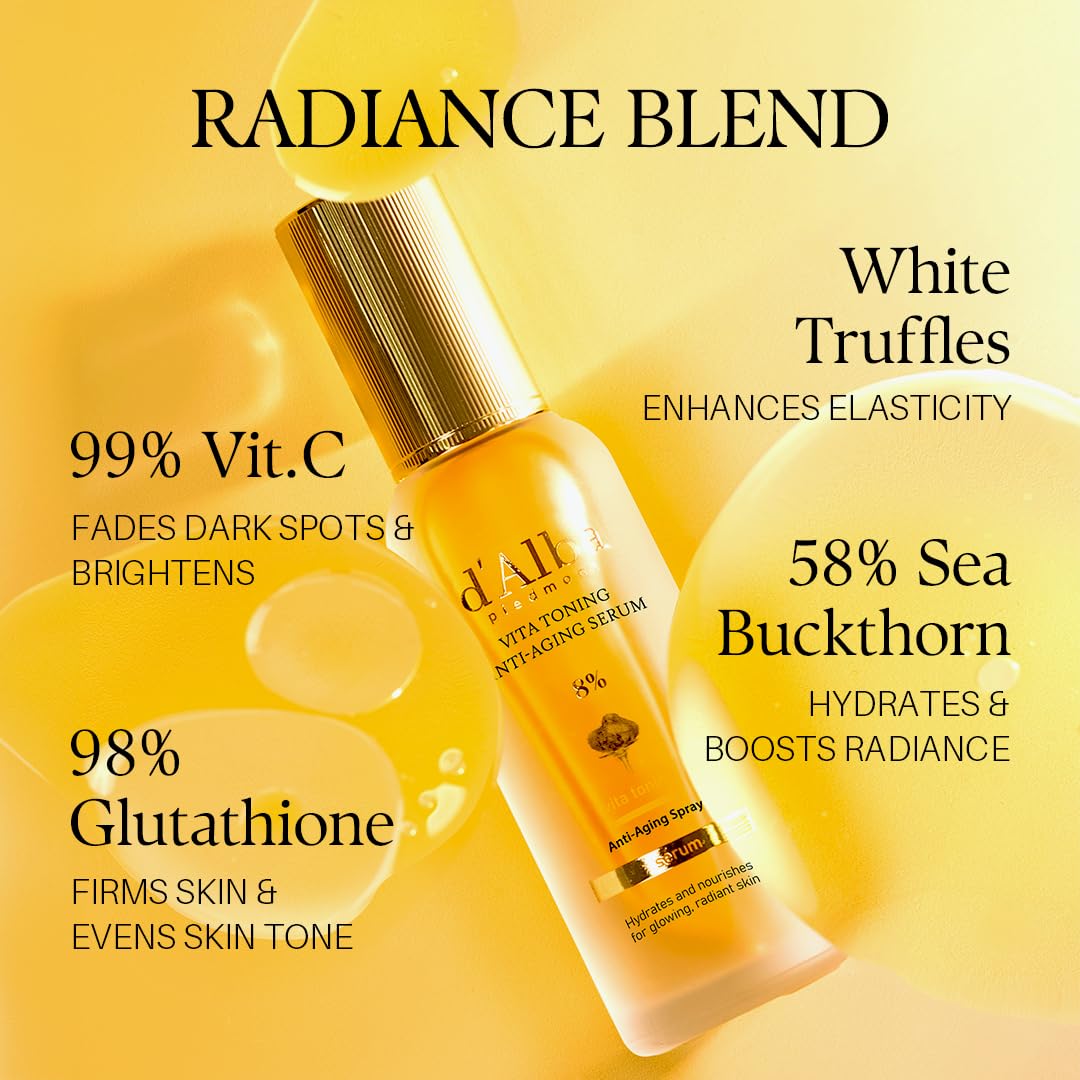 d'alba Piedmont Vita Toning Anti-Aging 8% Spray Serum (70 ml / 2.37 fl oz), Dual-Layer Oil & Serum Mist, Hydrating & Firming Face Spray with White Beauty and Personal Care d'alba Piedmont