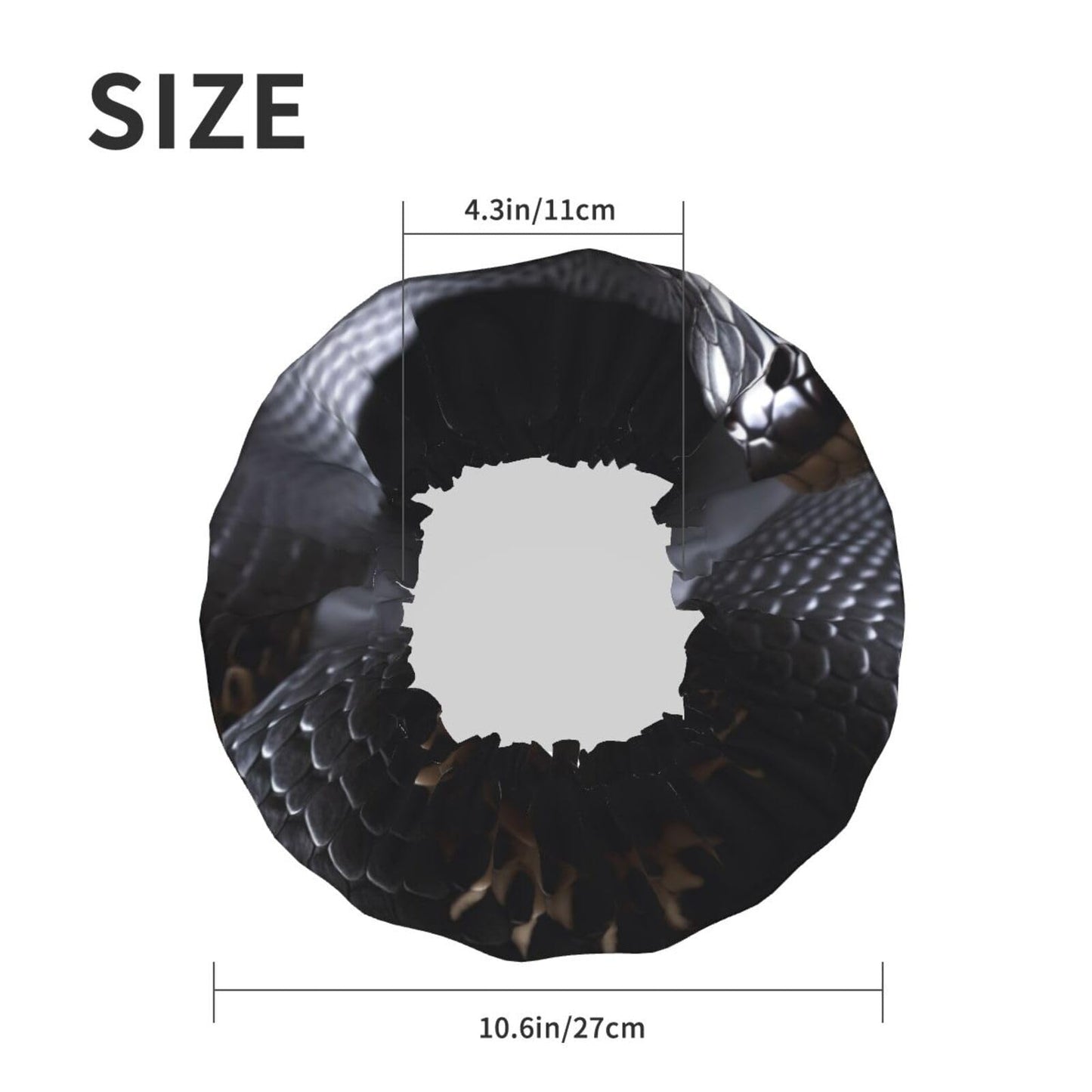 Black Snake Shower Cap for Women Men Large Reusable Shower Bonnet Double-Layer Waterproof Bath Caps Elastic Band Hair Hat for All Hairstyles Beauty and Personal Care BWLHJKE