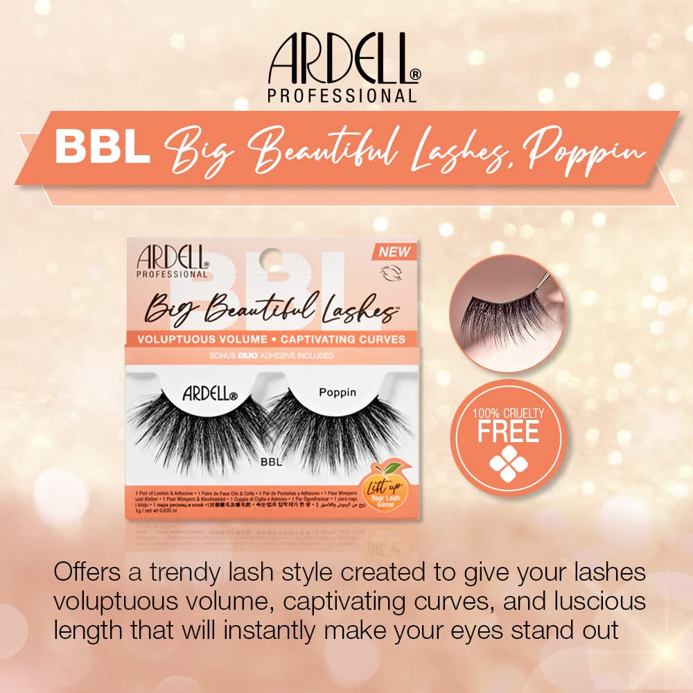 Ardell BBL Big Beautiful Lashes 971 Poppin, with DUO Clear Adhesive, 1 pack Beauty & Personal Care Ardell