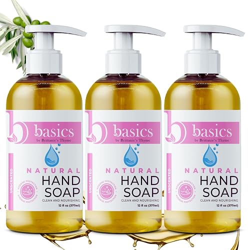 Brittanie's Thyme Basics Natural Olive Oil Hand Soap, Unscented - 12 fl oz, Pack of 3 - Cruelty Free, Vegan, No Synthetic Additives, No Sulfates Beauty & Personal Care Brittanie's Thyme