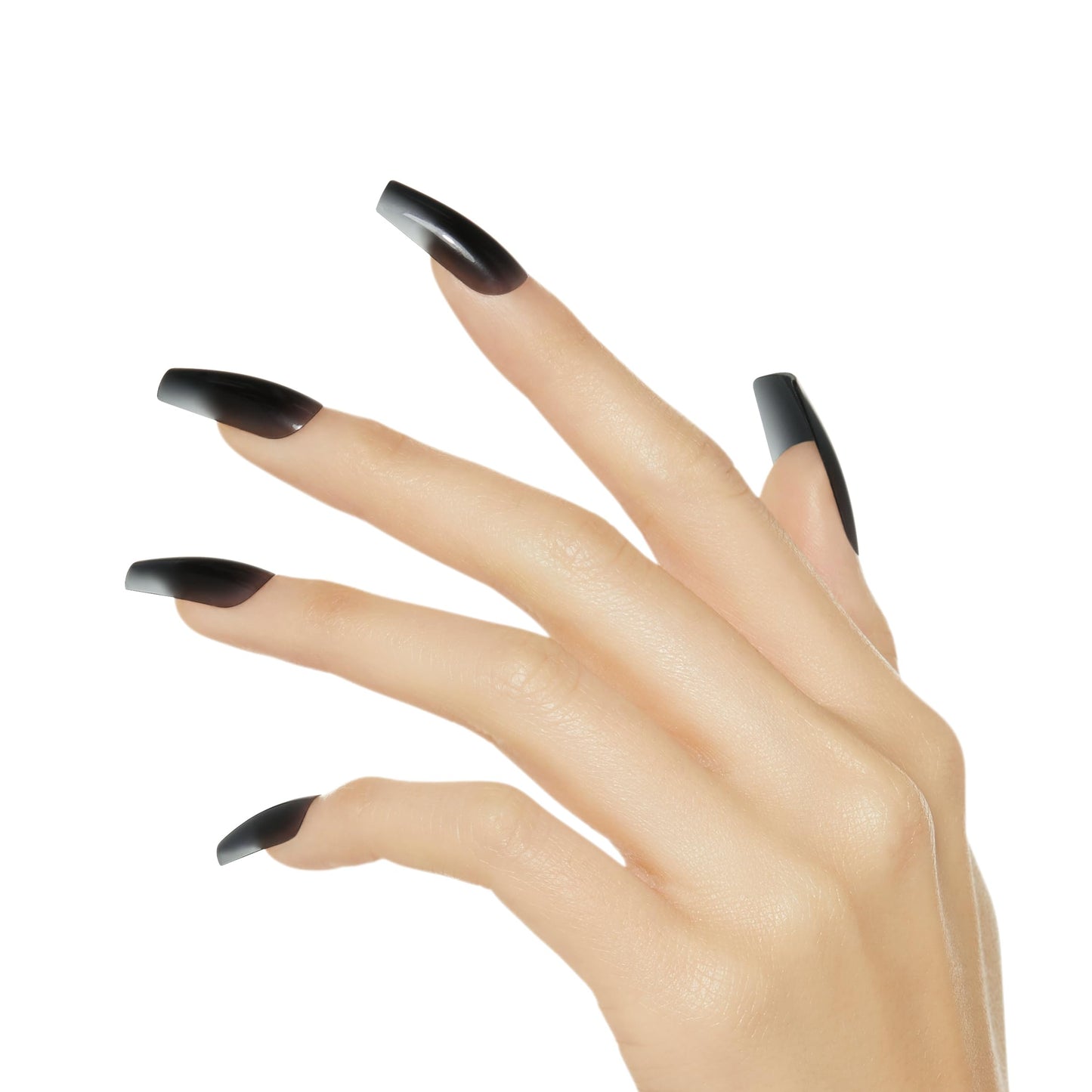 KISS Gel Fantasy Press On Nails, Nail glue included, 'Jelly Gelée', Black, Long Size, Square Shape, Includes 28 Nails, 2g glue, 1 Manicure Stick, 1 Beauty & Personal Care KISS