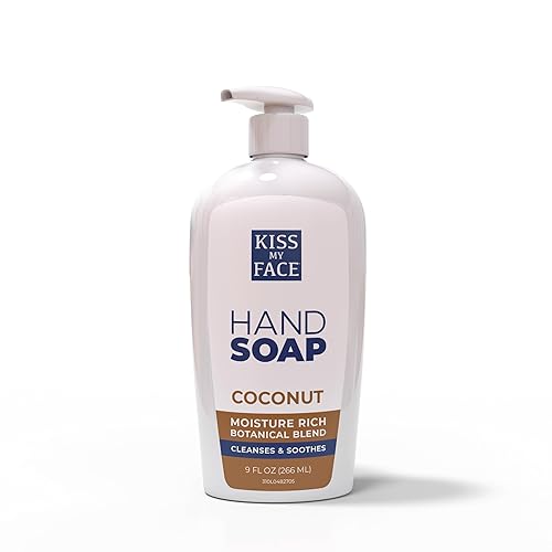 Kiss My Face Coconut Hand Soap, Tropical Moisture Cleanse, With Added Yarrow And Coconut Water, Easy To Use Hand Soap Pump, Coconut Scented, Cruelty Beauty & Personal Care Kiss My Face