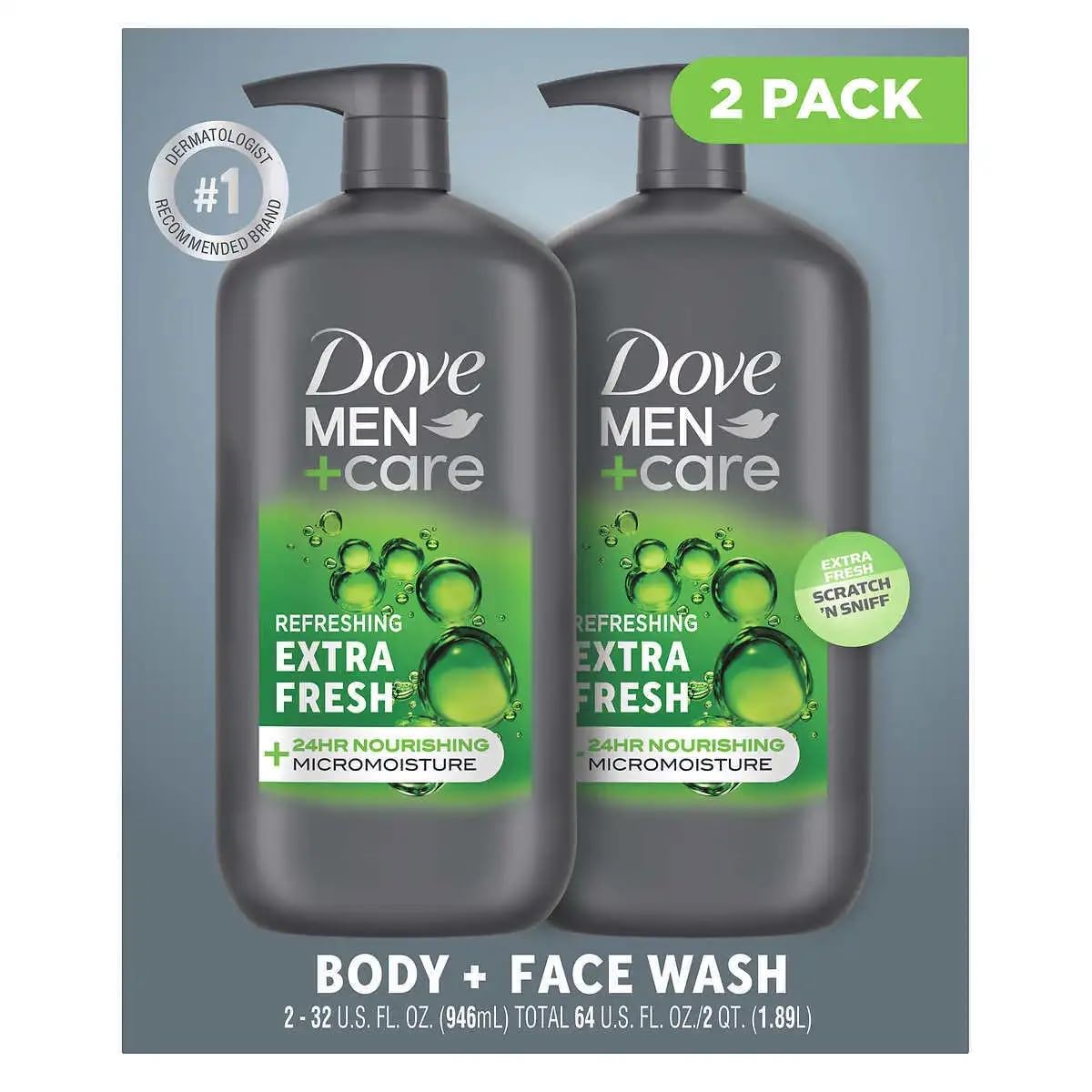 Dove Men+Care Body and Face Wash Extra Fresh, 32 Fluid Ounce (Pack of 2) Beauty & Personal Care Dove