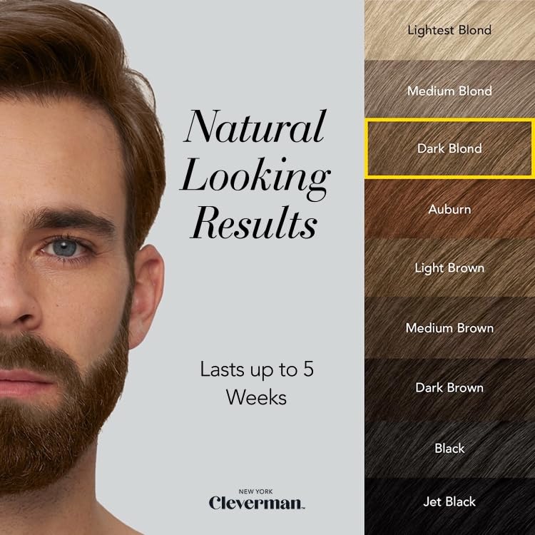 Reusable Hair & Beard Dye for Men - Dark Blond 7.01 | Up to 5 Uses, 7 Minutes | Natural Gray Coverage, No-Drip Cream with SkinArmour® - Cleverman Beauty & Personal Care CLEVERMAN