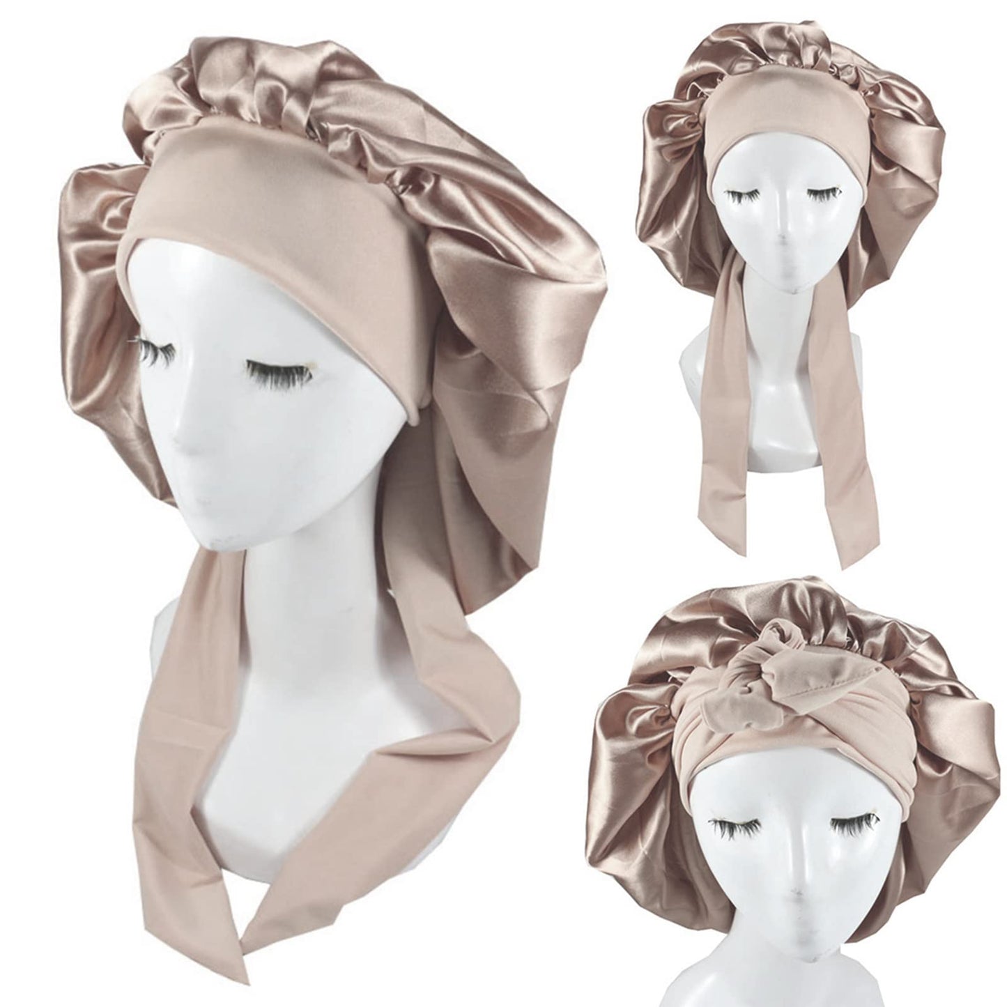COPLKY Shower Cap Womens Polyester Shower Caps Night Sleep Hair Bonnet Hat for Head Turban Headscarf for Beauty and Personal Care COPLKY
