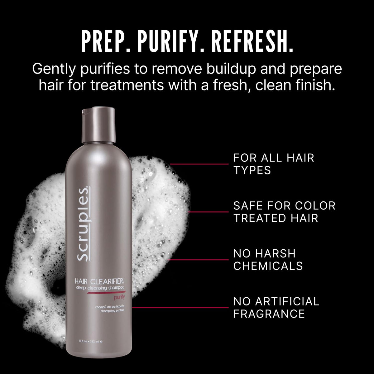 Scruples Hair Clearifier Shampoo - Professional Grade Deep Cleansing Shampoo - Clarifying Agents Remove Metals, Minerals and Chlorine - Detox and