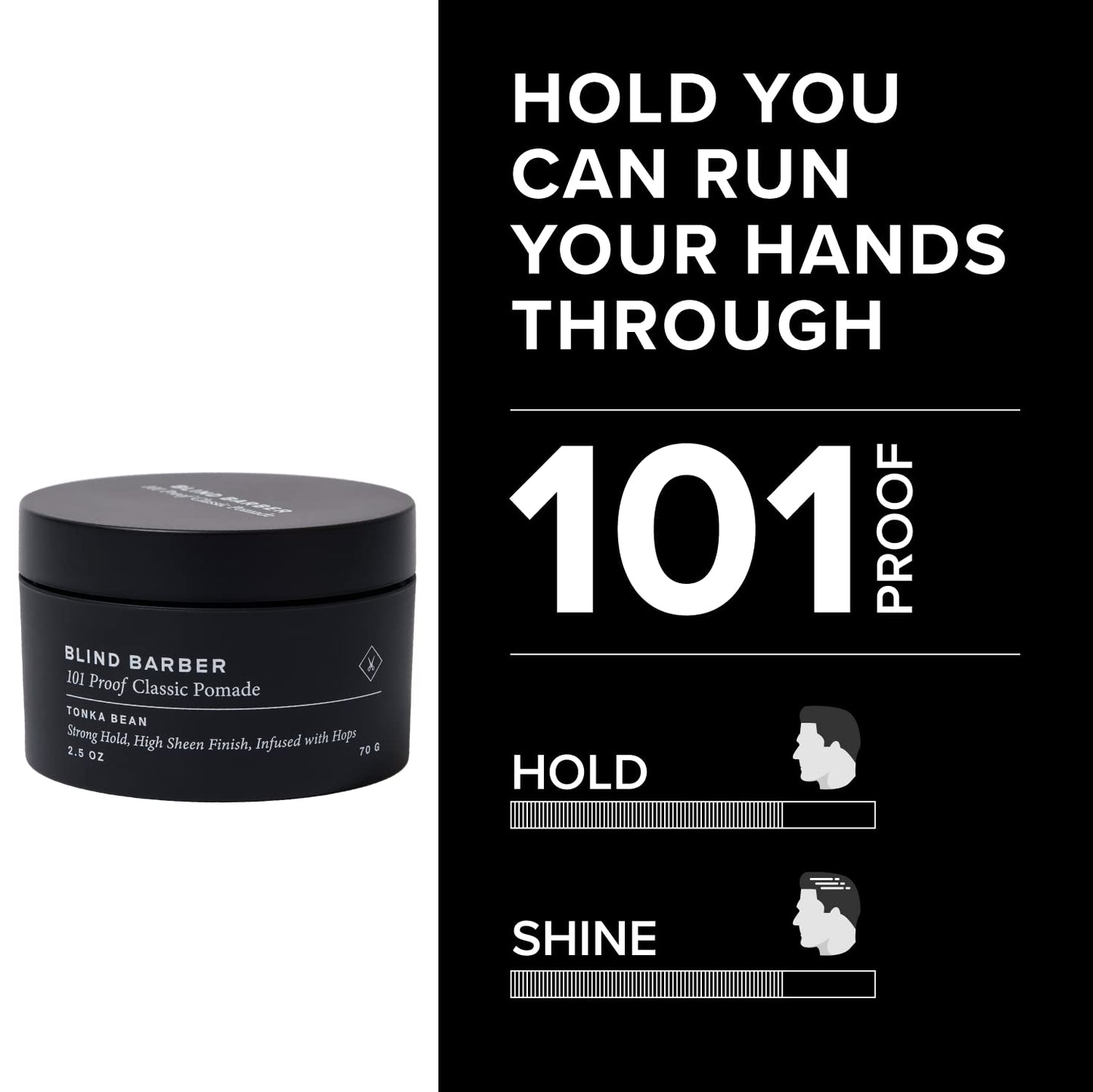 Blind Barber 101 Proof Classic Hair Pomade for Men - Water Based Pomade with Hops & Tonka Bean - Strong Hold & High Shine Finish - Paraben Beauty & Personal Care Blind Barber