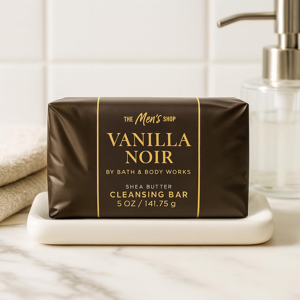 Bath & Body Works Vanilla Noir Shea Butter Cleansing Bar - 3 Pack - Vanilla Bean, Amber & Sandalwood Scent - 5 oz Each Beauty & Personal Care Bath & Body Works