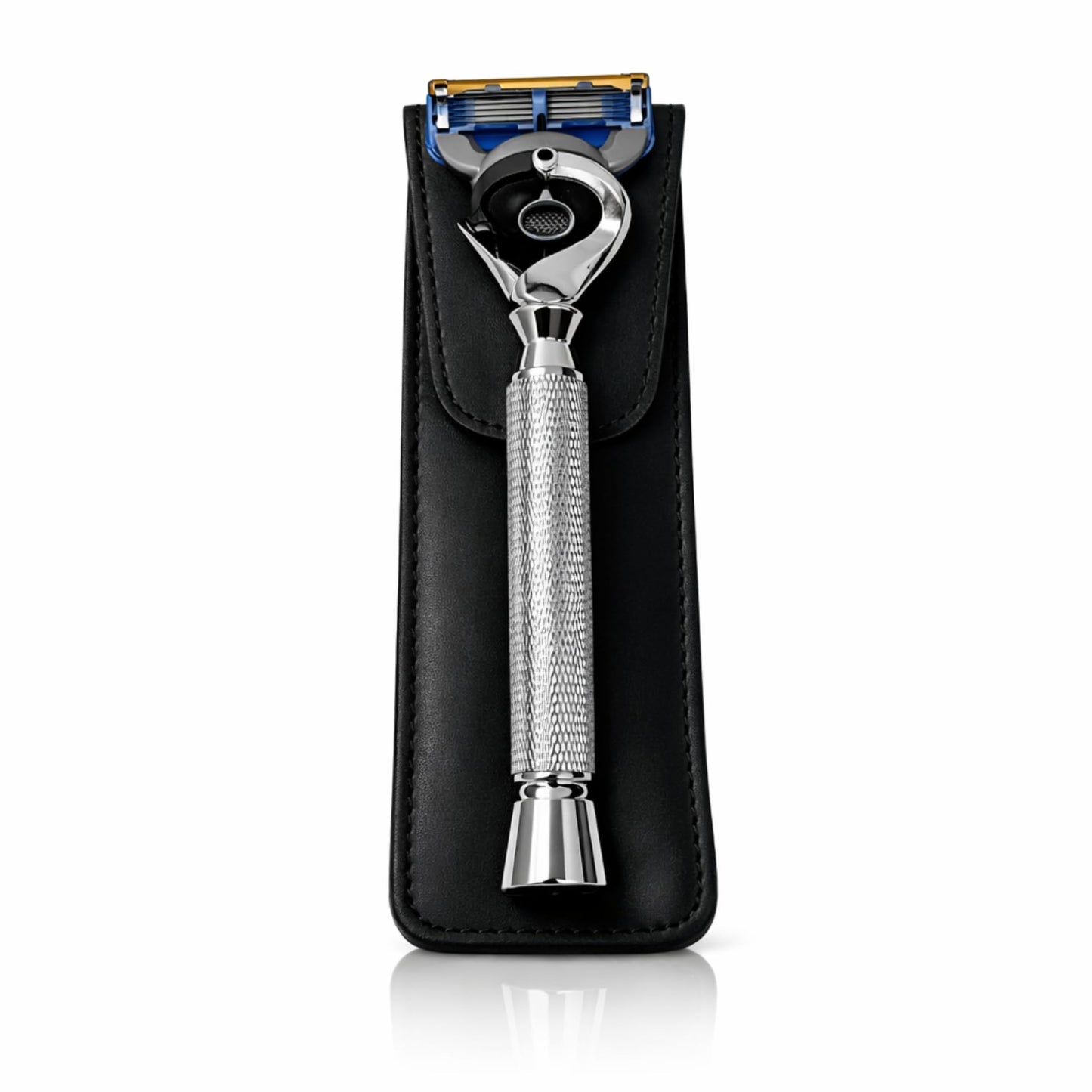 Flex Ball Handle Shaving Razor - All Chrome Long Handle Razor with Flex Pivot Technology & Diamond Knurled Grip for Men’s Precision Shaving Beauty and Personal Care G.B.S