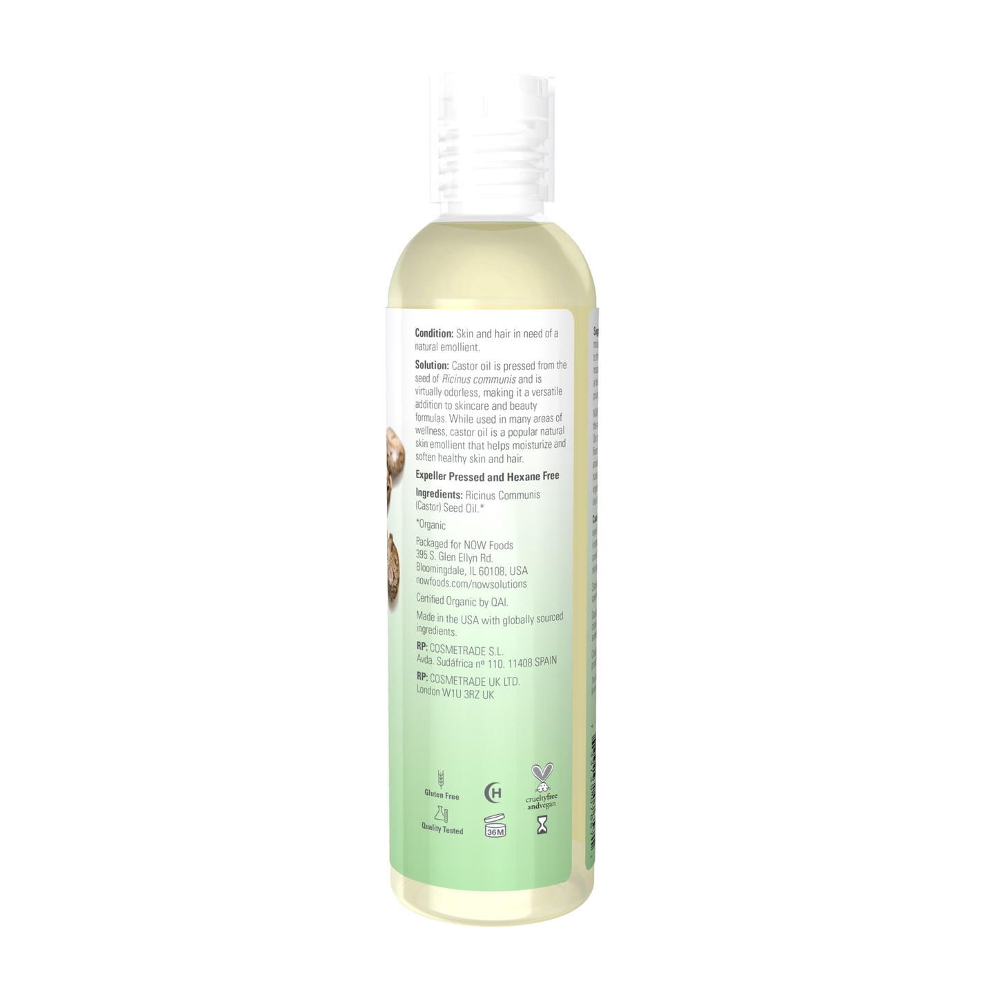 NOW Foods Solutions, Organic Castor Oil, 100% Pure Versatile Skin Care, Multi-Purpose Skin Softener, 8-Ounce Beauty & Personal Care NOW Foods
