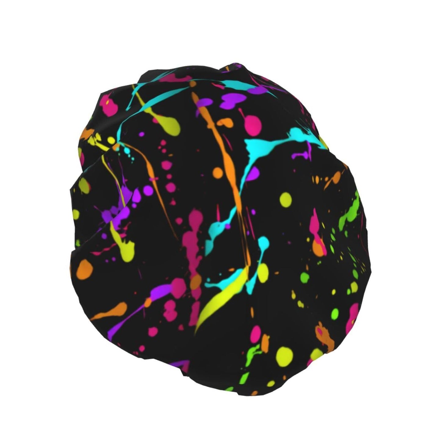 Glow in Dark Splatter Neon Shower Cap Reusable Double Waterproof Layers Bathing Shower Hat Hair Protection Shower Hat Beauty and Personal Care Wegphh