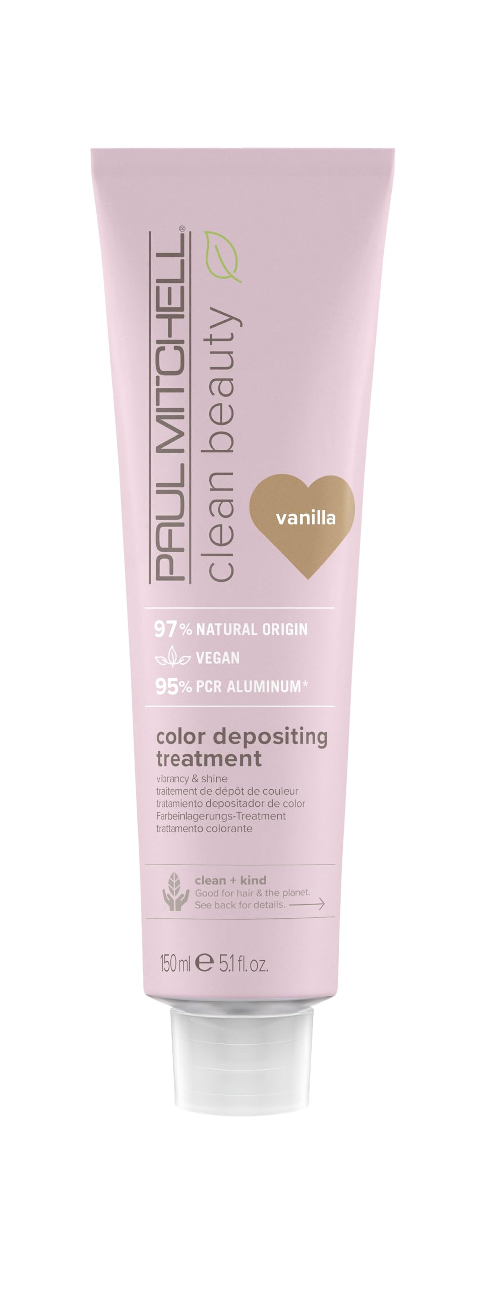 Paul Mitchell Clean Beauty Color-Depositing Treatment, For Refreshing + Protecting Color-Treated Hair, Vanilla, 5.1 fl. oz.