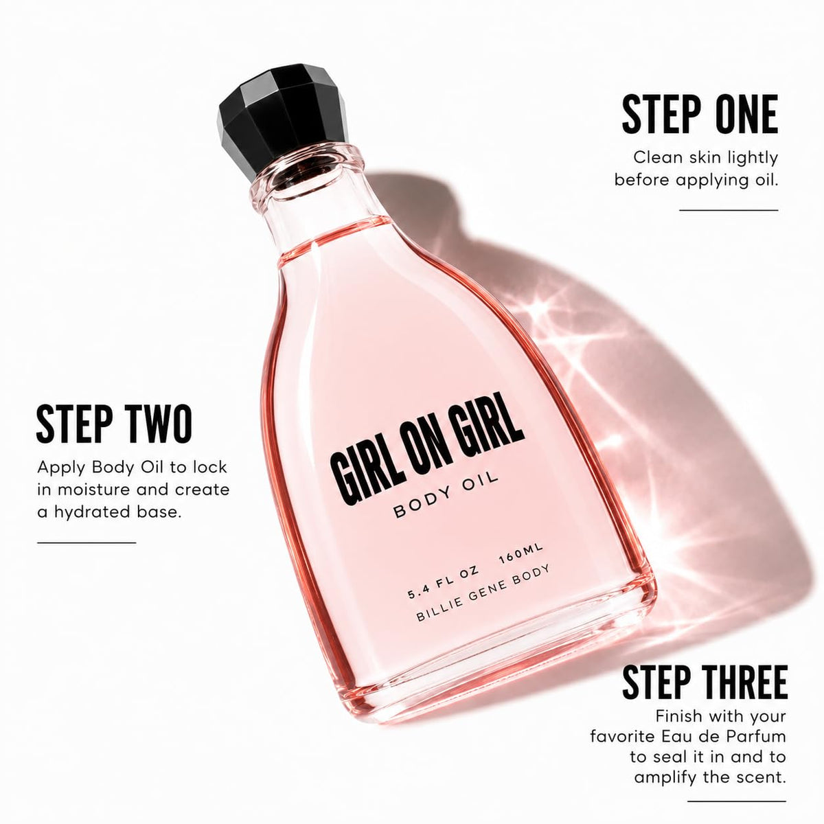 Billie Gene Body Girl on Girl Body Oil - Silky Nourishing Moisturizer with Jojoba & Shea Butter - Vegan and Cruelty-Free - Sweet Vanilla, Jasmine,