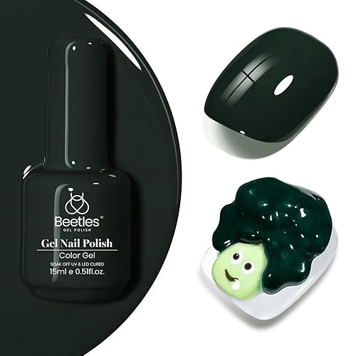 Beetles Green Gel Nail Polish, 15ML 0.51OZ Dark Green Color Soak Off UV Nail Lamp Forest Color Gel Polish Manicure Salon DIY Nail Art Design Beauty & Personal Care beetles Gel Polish