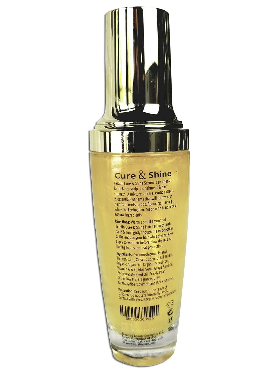 Keratin Cure Hair Serum - Anti-Frizz, Shine & Heat Protectant with Argan, Marula & Coconut Oil | Lightweight Leave-In Treatment for Straight, Wavy Beauty & Personal Care Keratin Cure