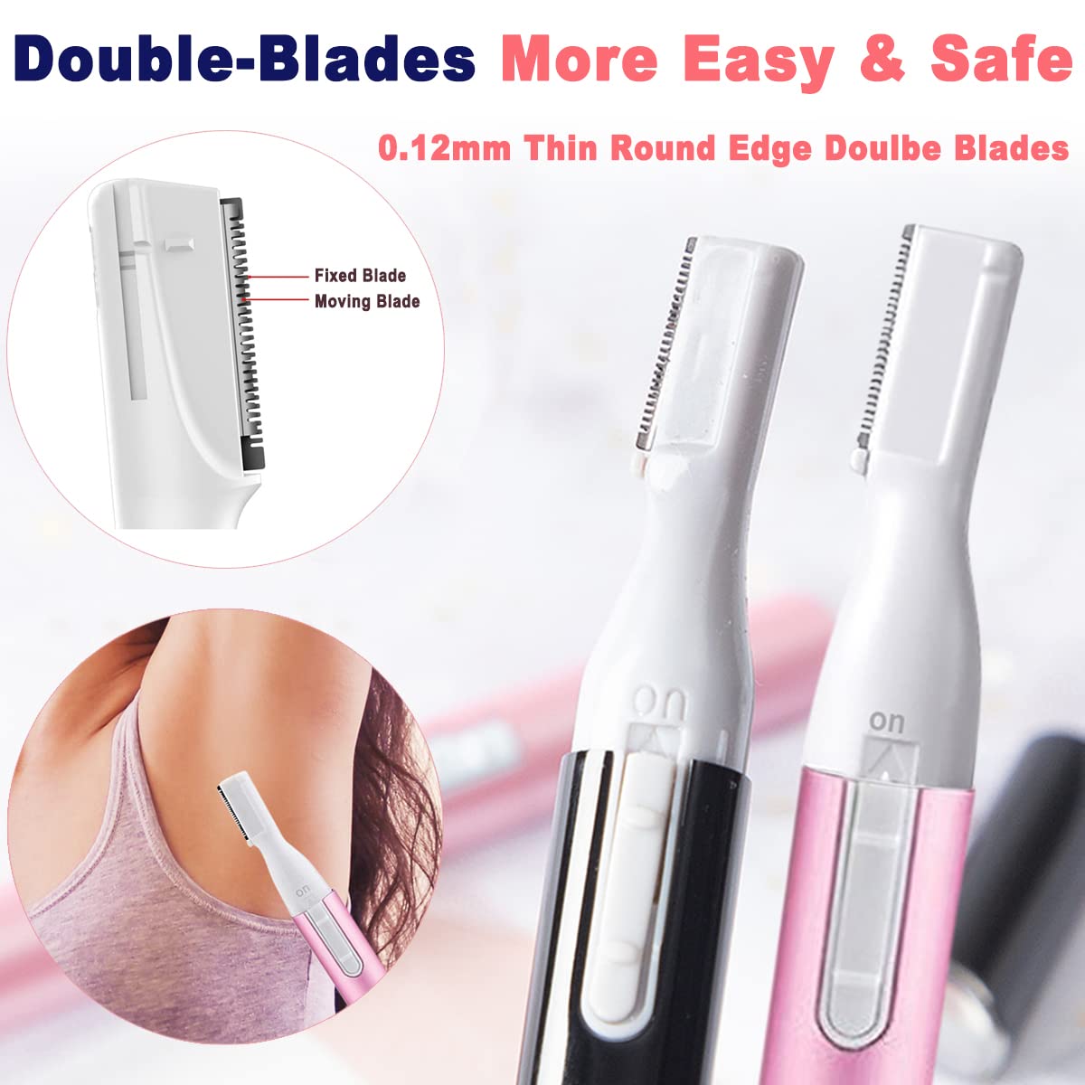 LAIKME Electric Eyebrow Trimmer for Women, Facial Hair Razor Removal for Men, Mini Epilator for Bikini, Remover for Face, Chin, Peach Puzz, Lips Beauty and Personal Care LAIKME