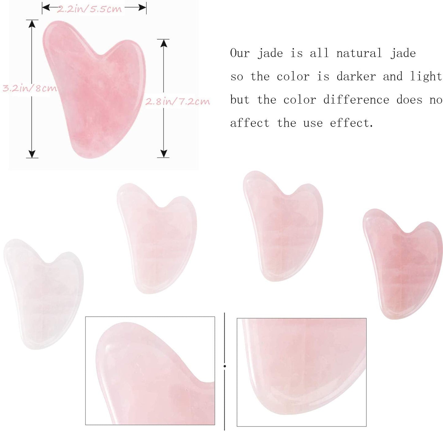 Gua Sha Massage Tool - 100% Natural Rose Quartz Heart Shape Jade Gua Sha Facial Tools for SPA Acupuncture Therapy Trigger Point Treatment, Gua Sha Beauty & Personal Care YY-INNOV
